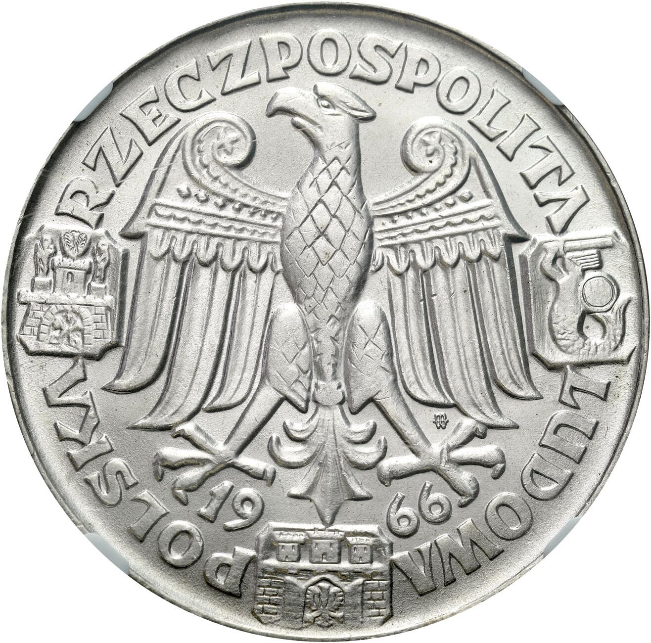 PRL. PRÓBA srebro 100 złotych 1966 Mieszko i Dąbrówka NGC MS64 - PIĘKNE