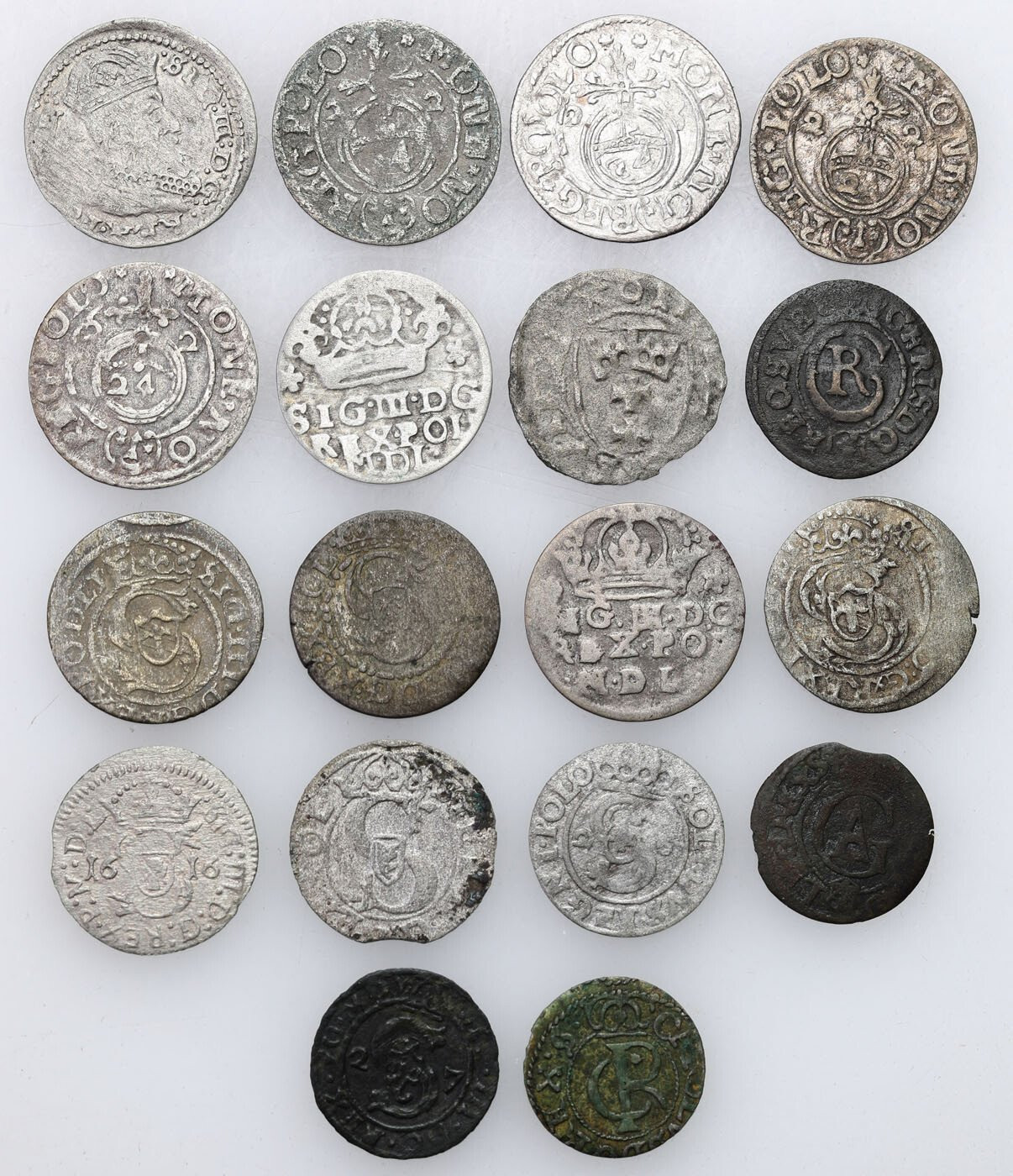 Polska XV – XVII wiek. Grosz, szeląg, półtorak - zestaw 18 monet