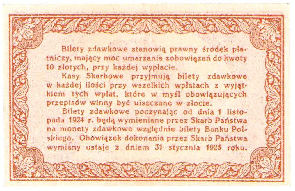 Bilet zdawkowy 50 groszy 1924