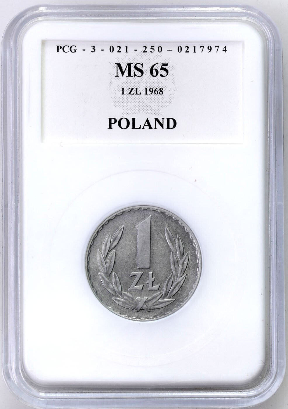 PRL. 1 złoty 1968 Aluminium PCG MS65