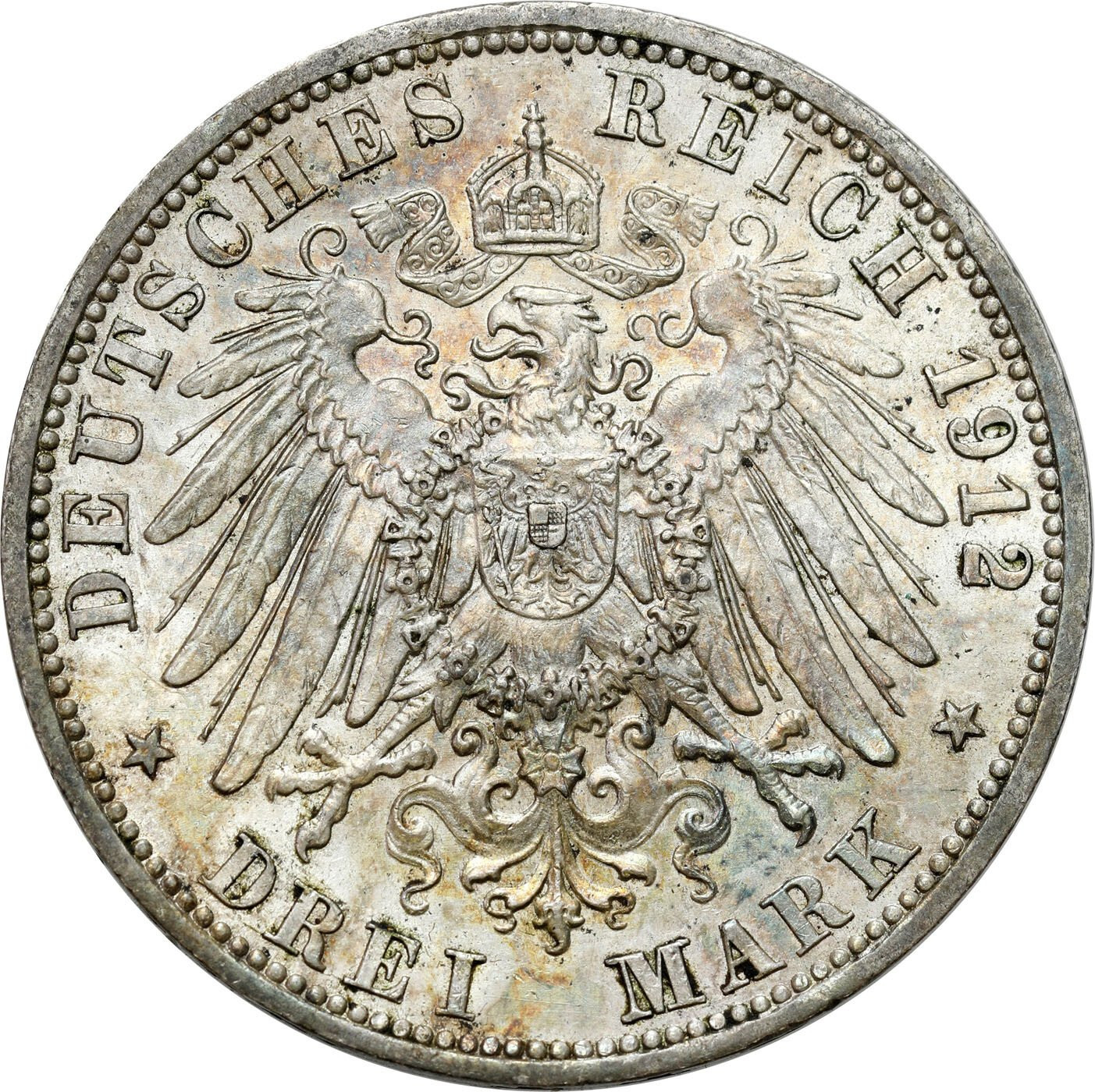 Niemcy, Prusy. 3 marki 1912 A, Berlin – PIĘKNE