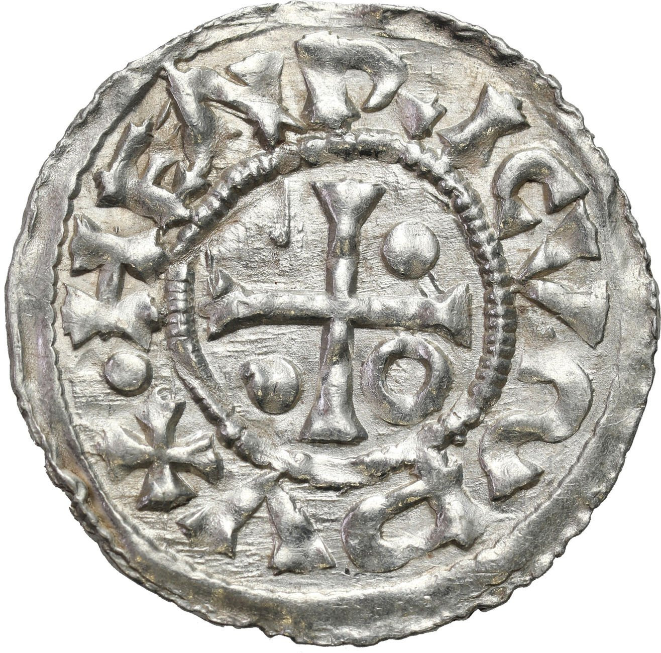 Niemcy, Bawaria, Ratyzbona. Henryk II Kłótnik II - drugie panowanie (985–995). Denar - PIĘKNY
