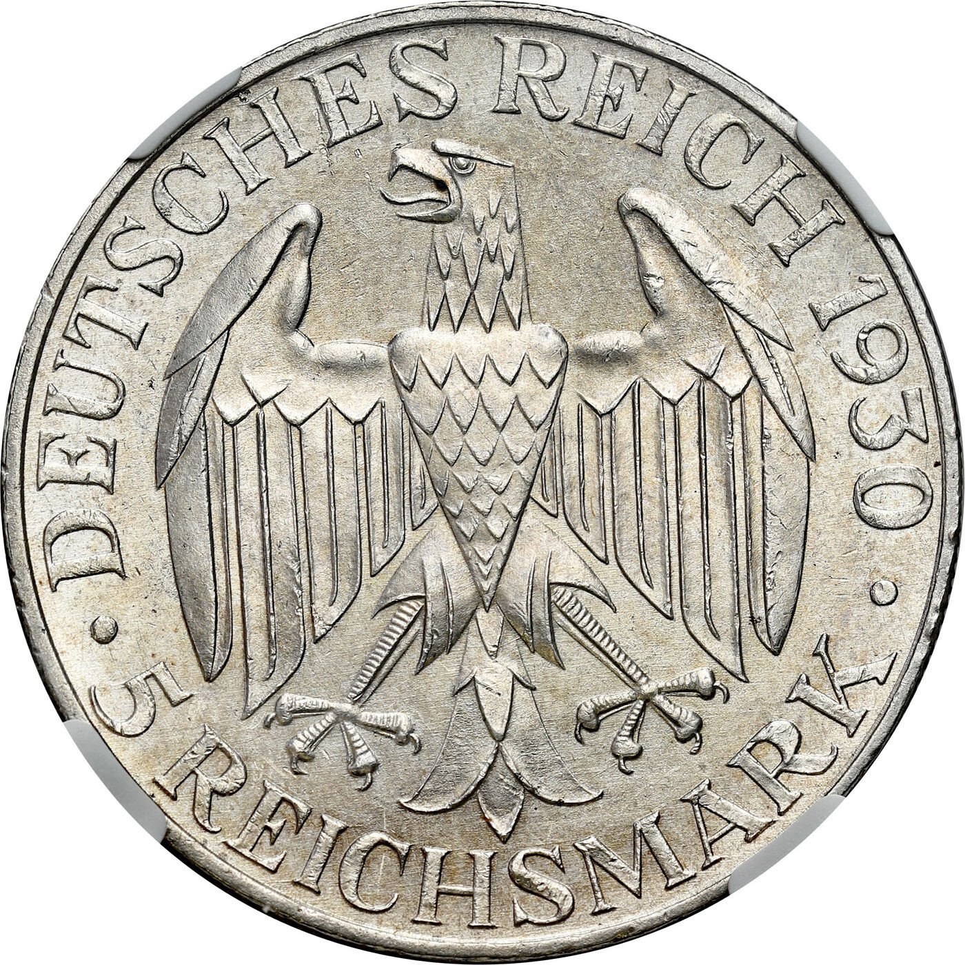 Niemcy, Weimar. 5 Marek 1930 A, Berlin - Zeppelin NGC MS63 - WYŚMIENITE