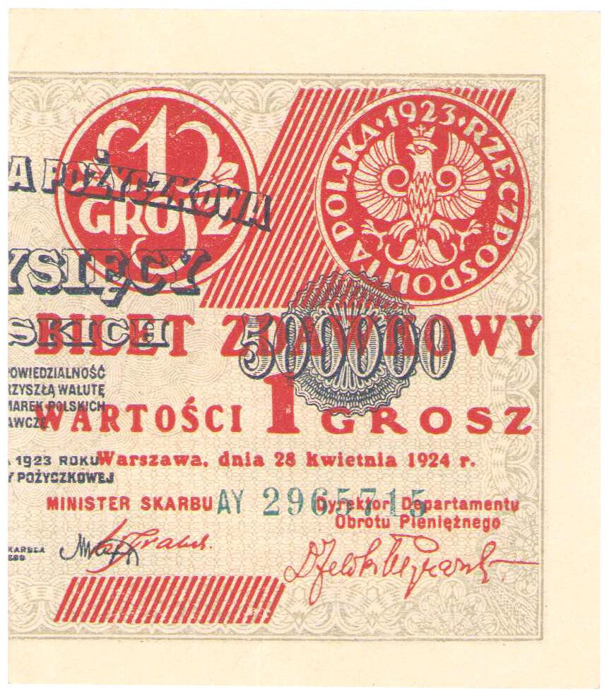 1 grosz 1924 seria AY - PRAWA STRONA