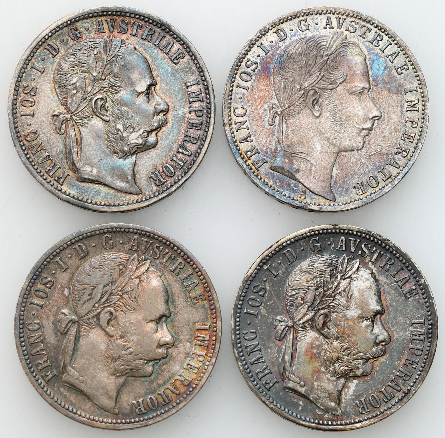 Austria. 1 floren 1861-1892, Wiedeń, zestaw 4 monet