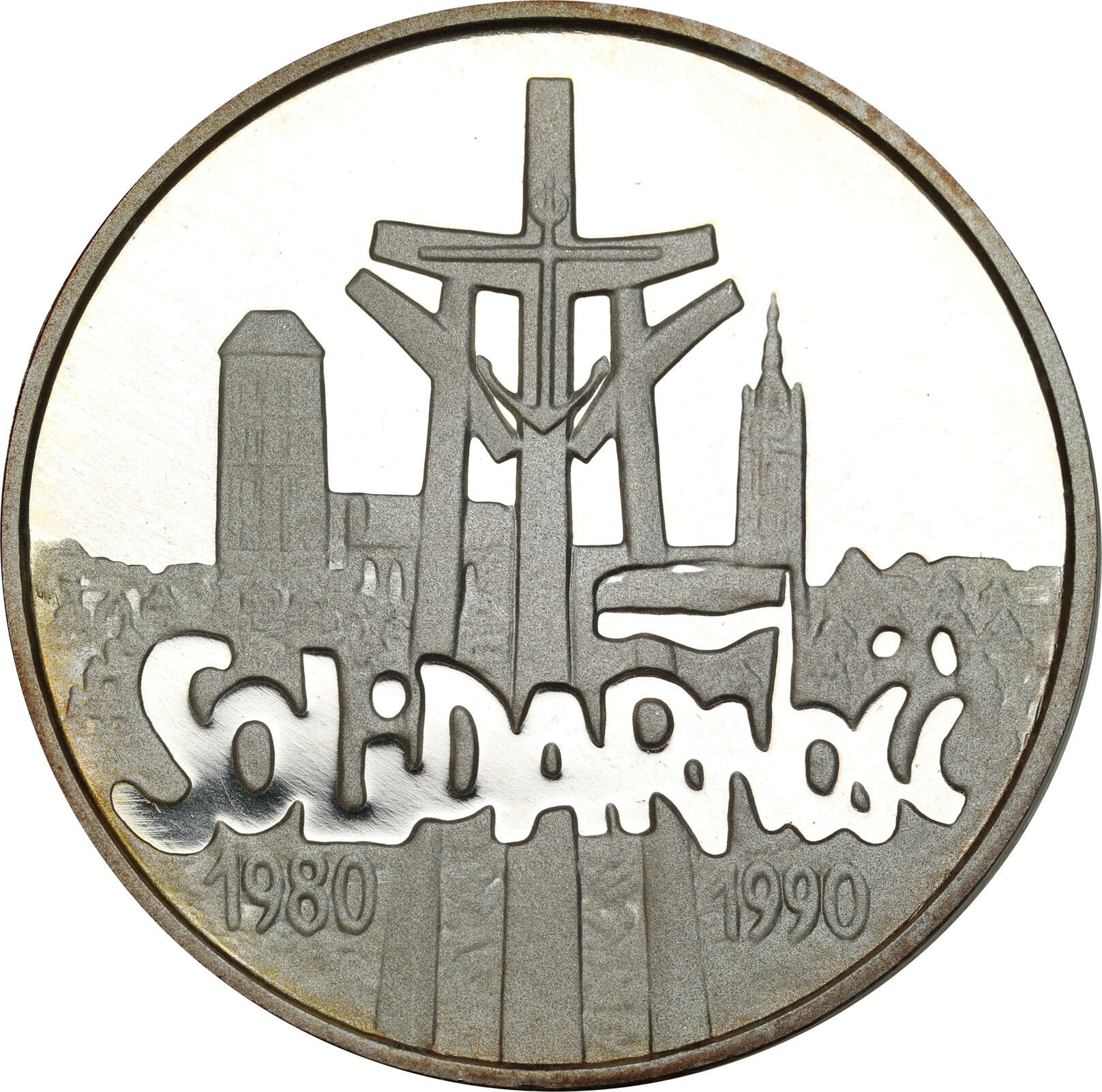 III RP. 100.000 złotych 1990 Solidarność gruba 32 mm – RZADKA