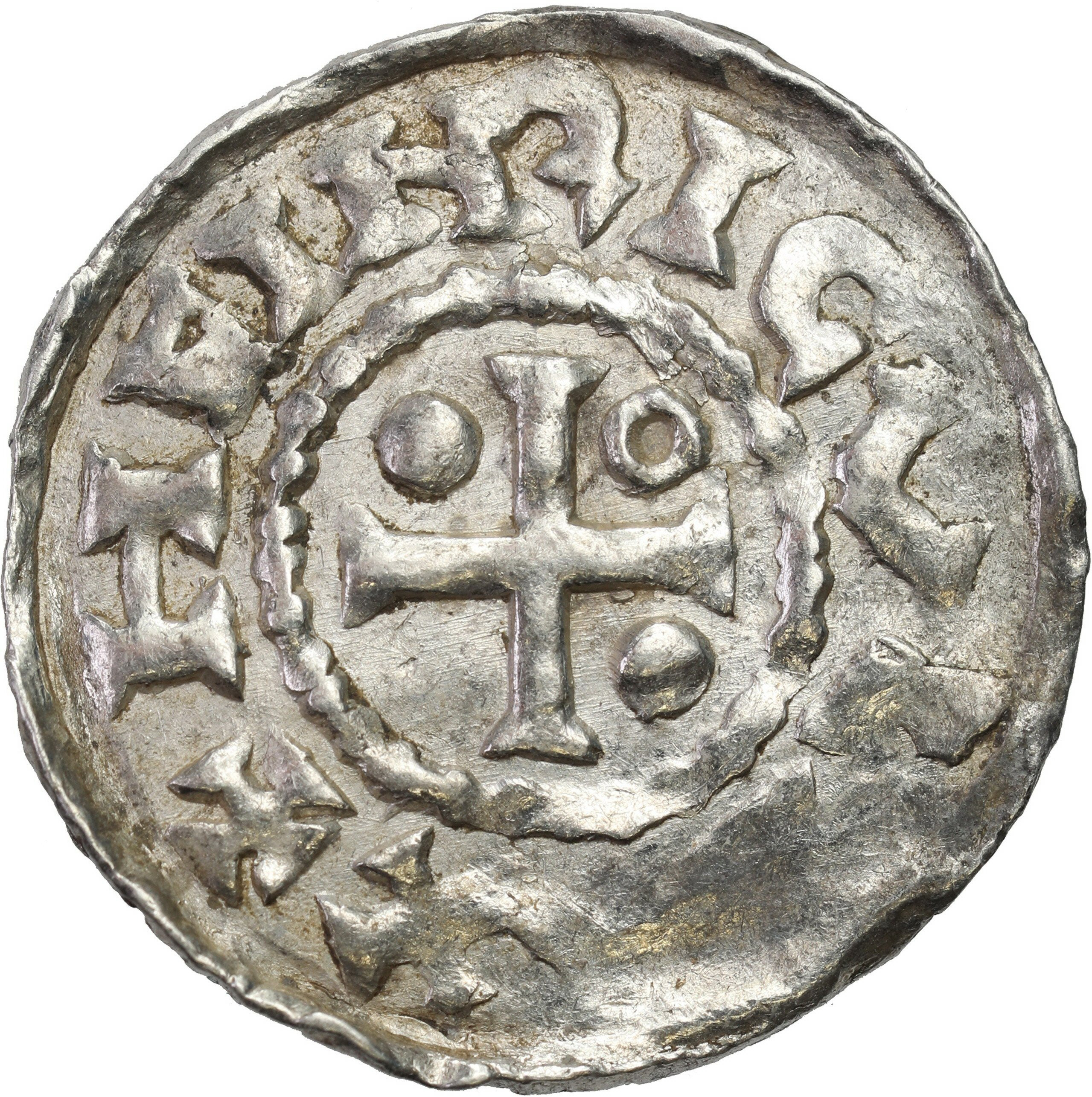Niemcy, Bawaria, Augsburg. Henryk II (985–995), Denar, Augsburg – RZADKI