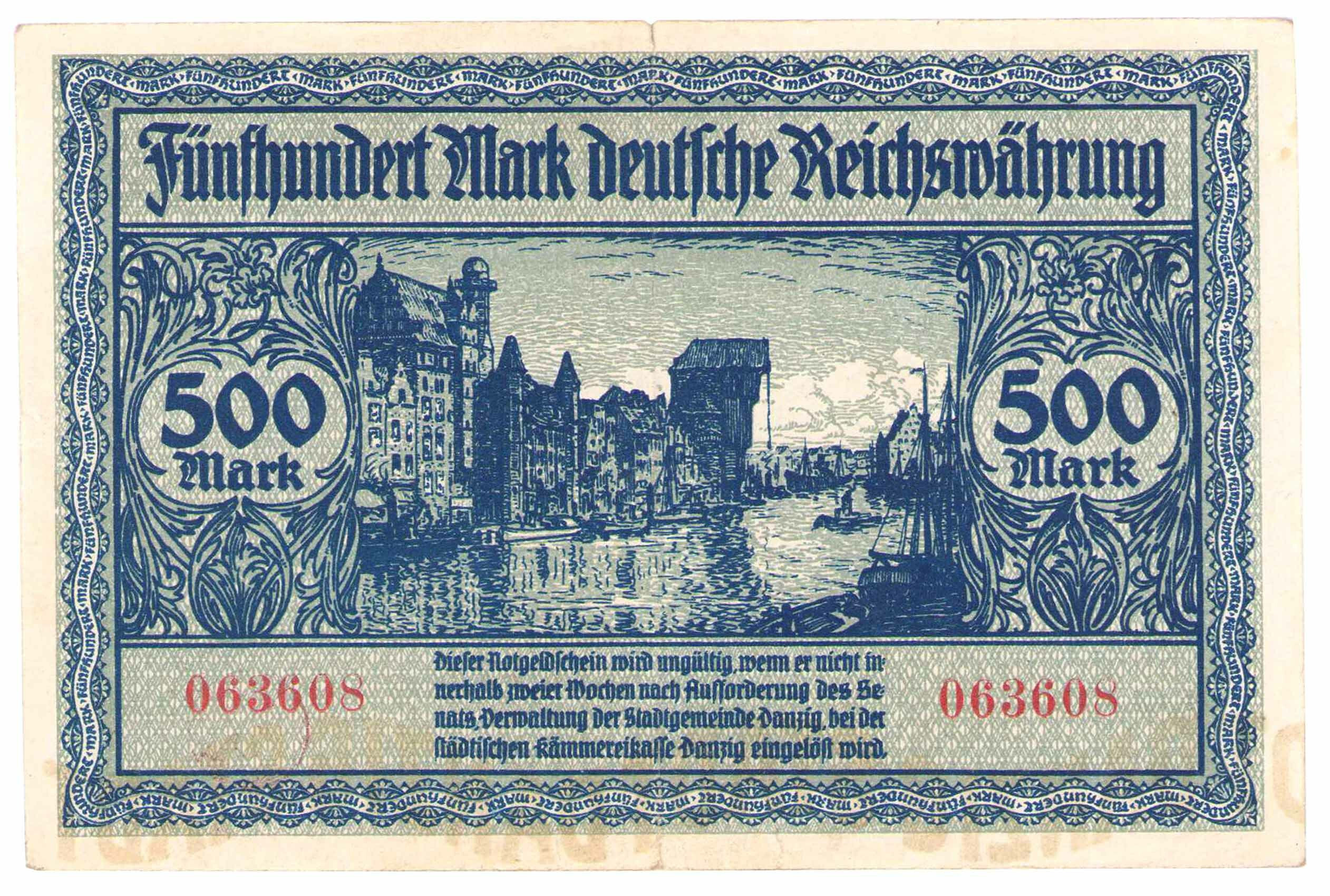 Wolne Miasto Gdańsk. 500 marek 1922