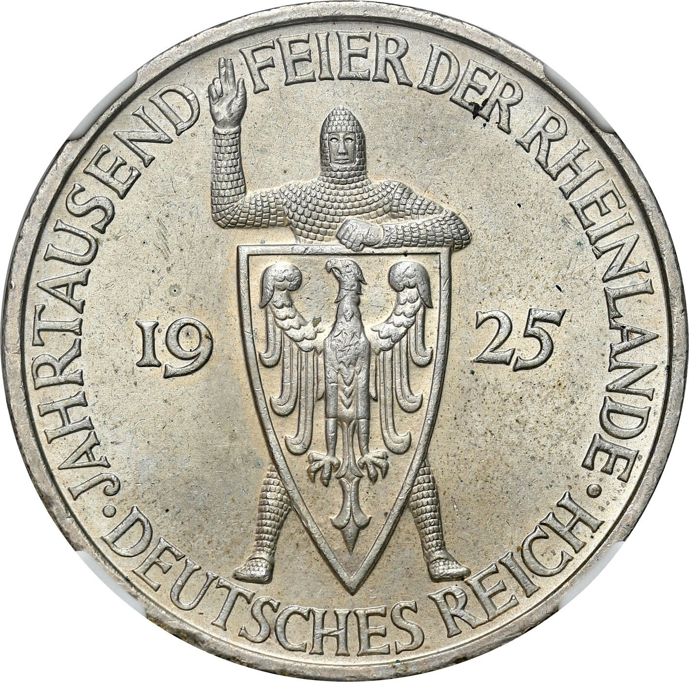 Niemcy, Weimar. 5 marek 1925 A, Berlin – Rheinlande NGC MS63 - WYŚMIENITE