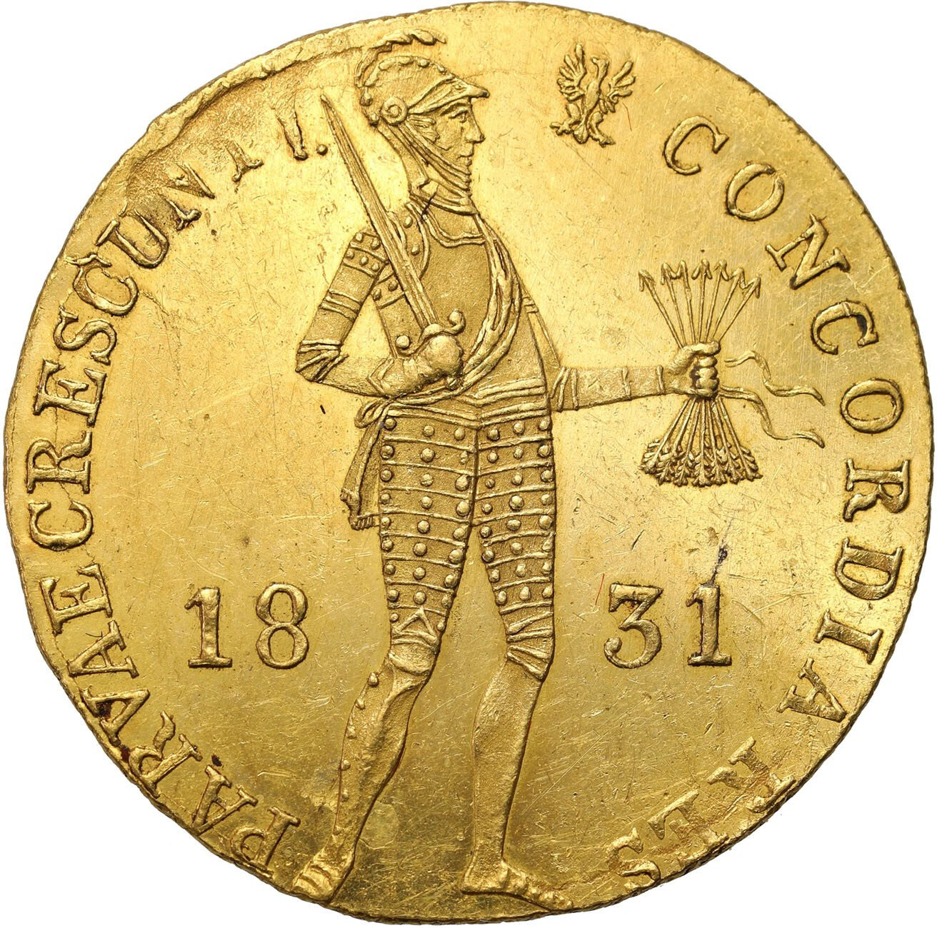 Powstanie Listopadowe. Dukat 1831, Warszawa, odmiana z kropką za pochodnią 
