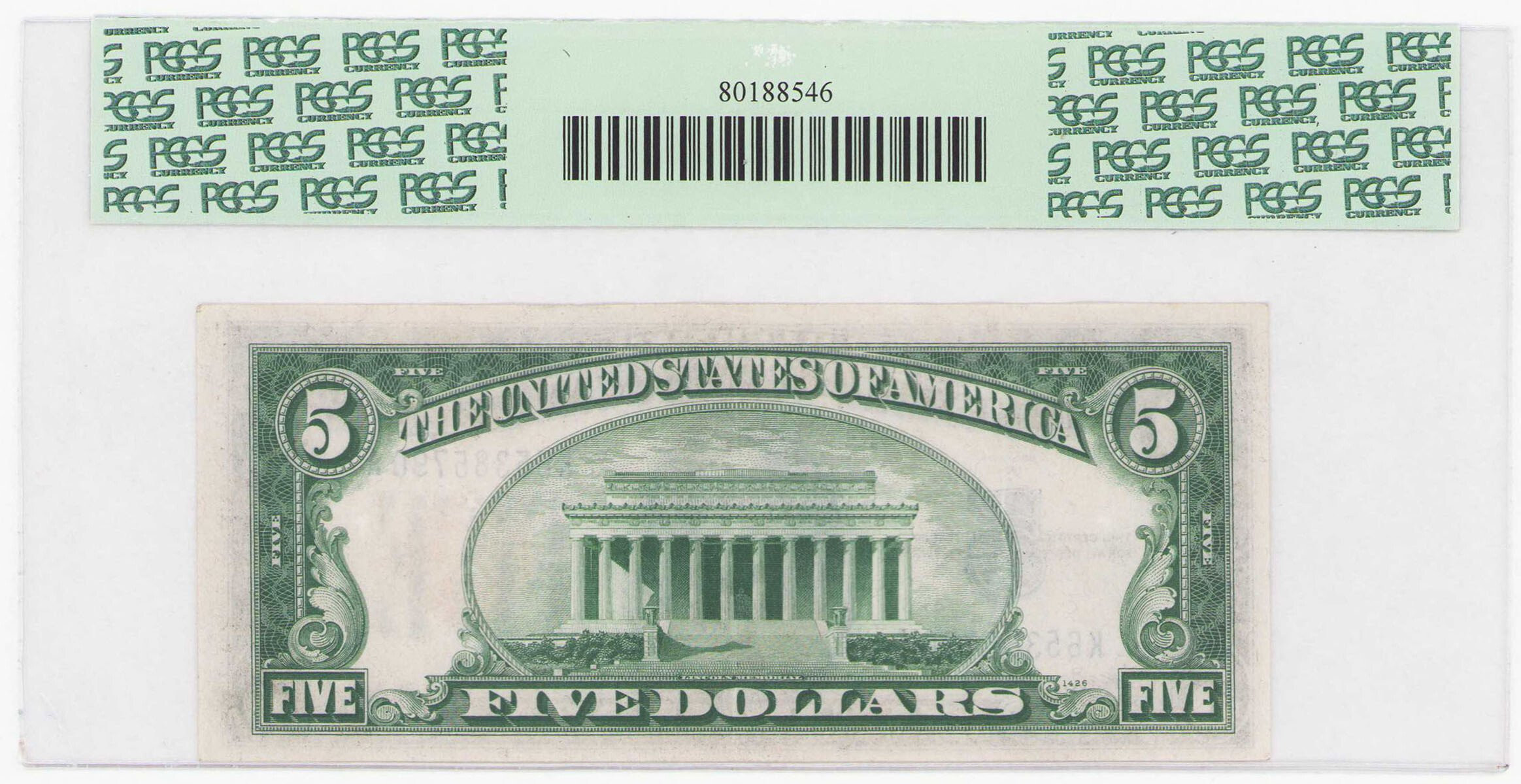 USA, Yellow Seal North Africa Silver Certificates, 5 dolarów 1934 - A - Julian & Morgenthau PCGS 45PPQ