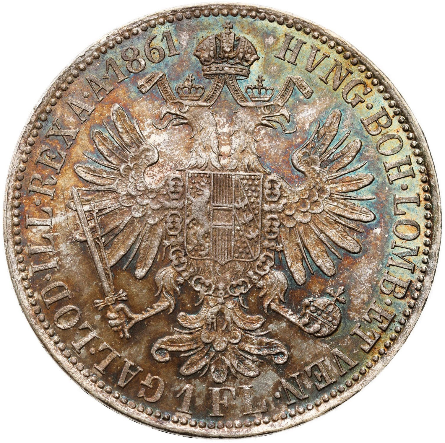 Austria. Franciszek Józef I (1848–1916). 1 floren 1861 A, Wiedeń