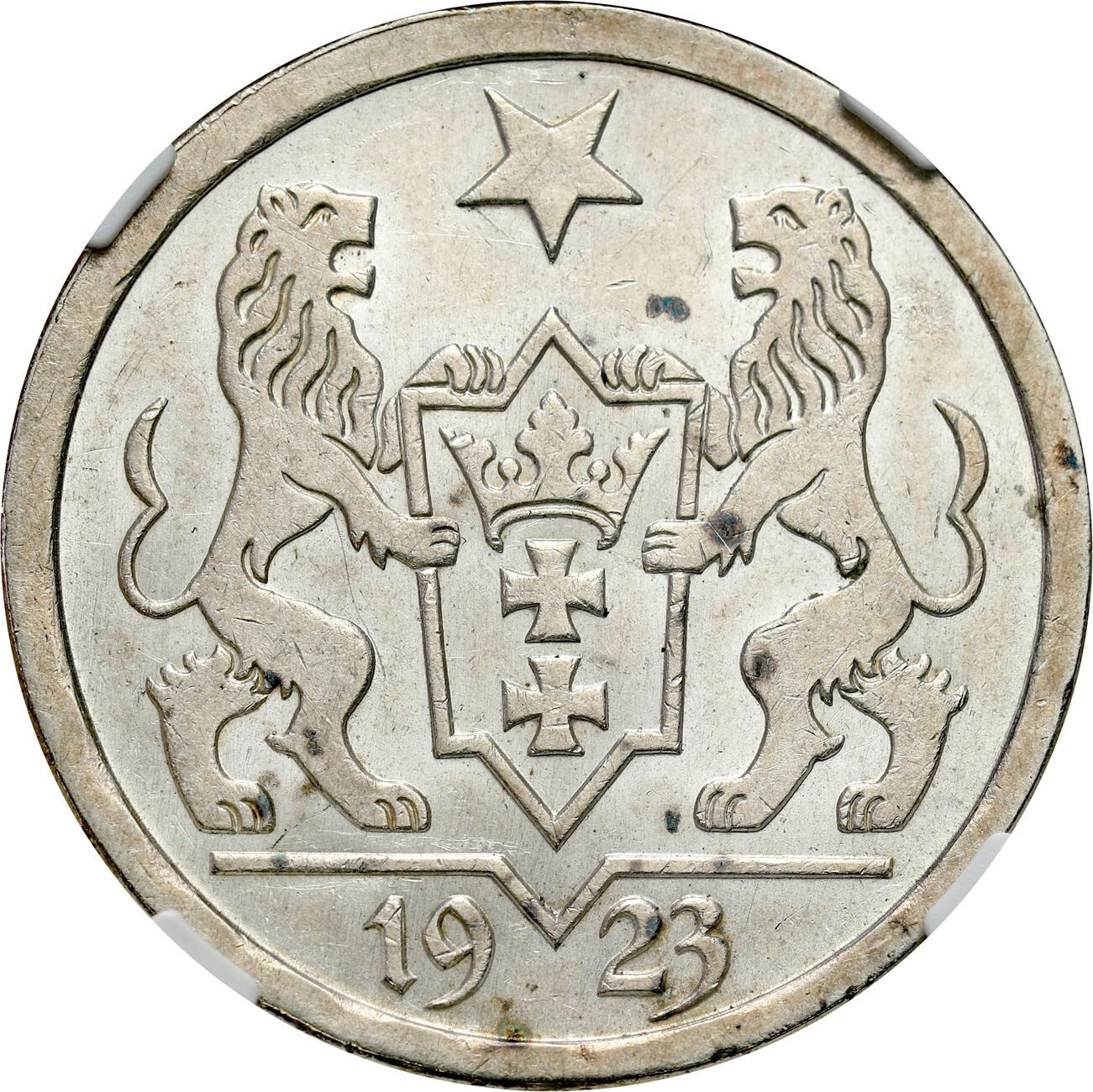 Wolne Miasto Gdańsk/Danzig. 2 Guldeny 1923 NGC MS63 - PIĘKNE