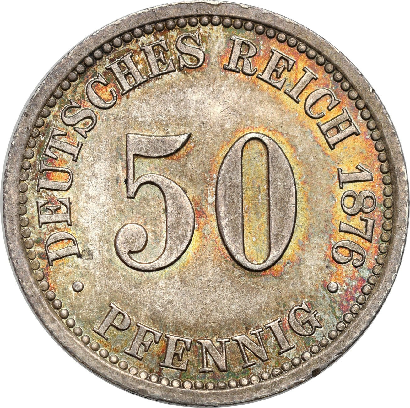 Niemcy, Prusy. Wilhelm I (1861–1888). 50 fenigów 1876 B, Hanower - PIĘKNE