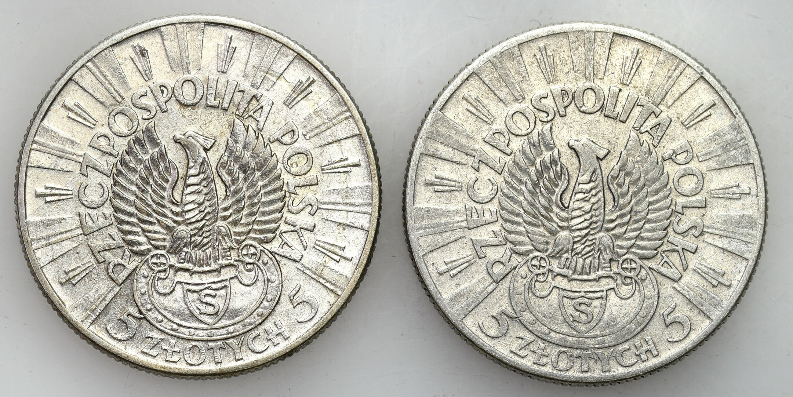II RP 5 złotych 1934 Piłsudski Strzelecki, zestaw 2 monet
