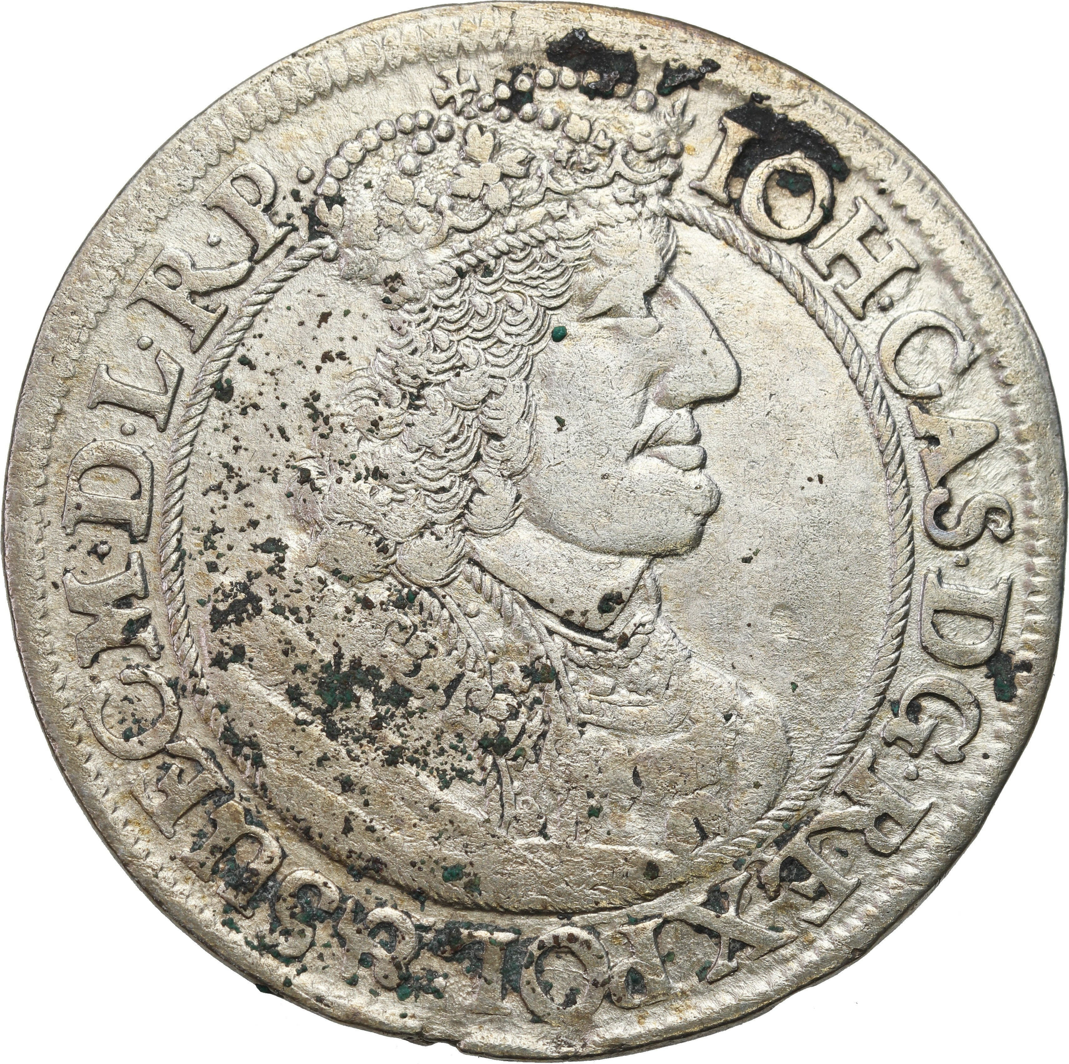 Jan II Kazimierz. Ort (18 groszy) 1658 DL, Gdańsk – PRZEBITKA DATY