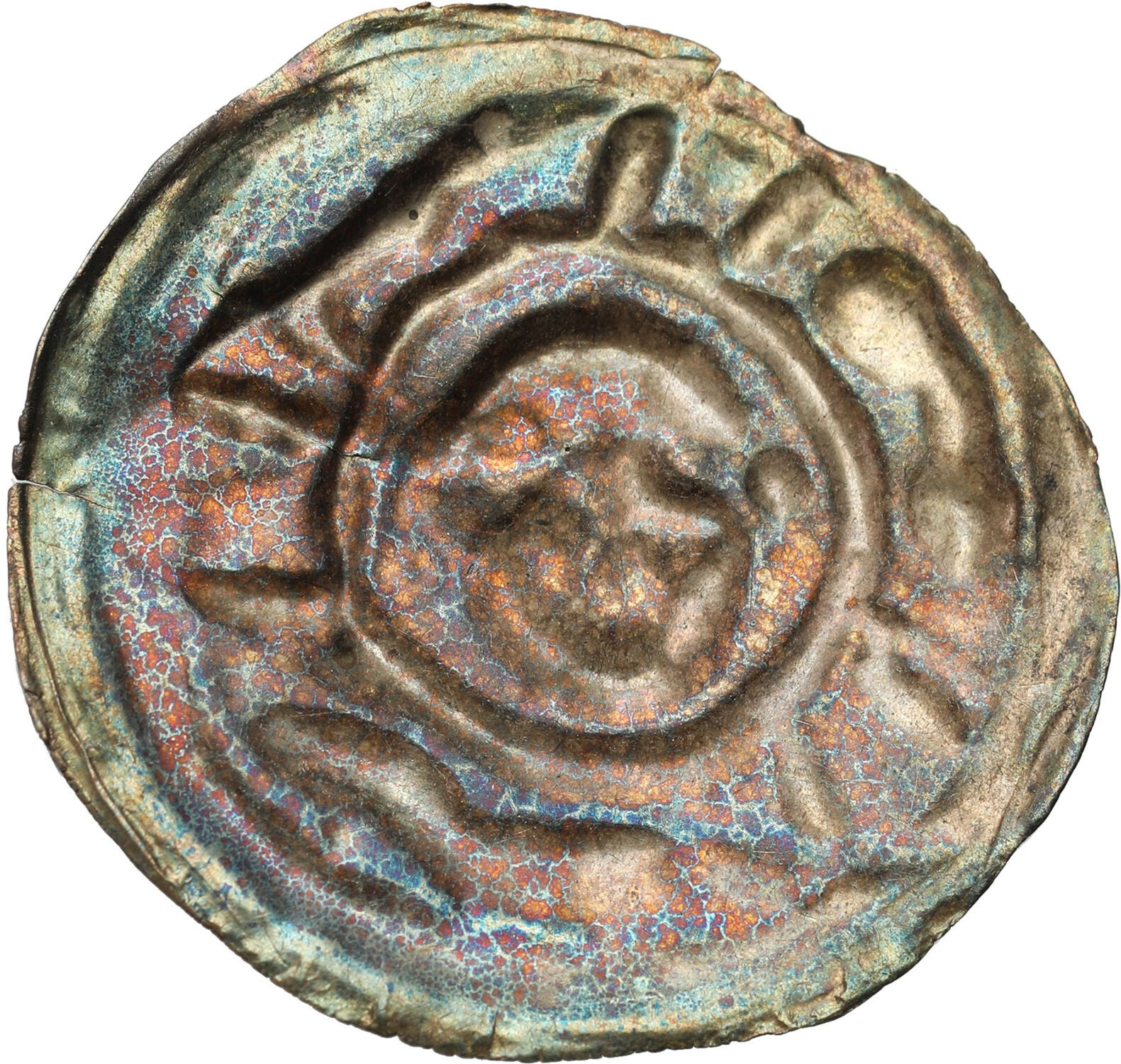 Śląsk, Księstwo Wrocławskie. Henryk I Brodaty (1201-1238), lub Henryk II Pobożny (1238-1241), Brakteat ratajski - RZADKI