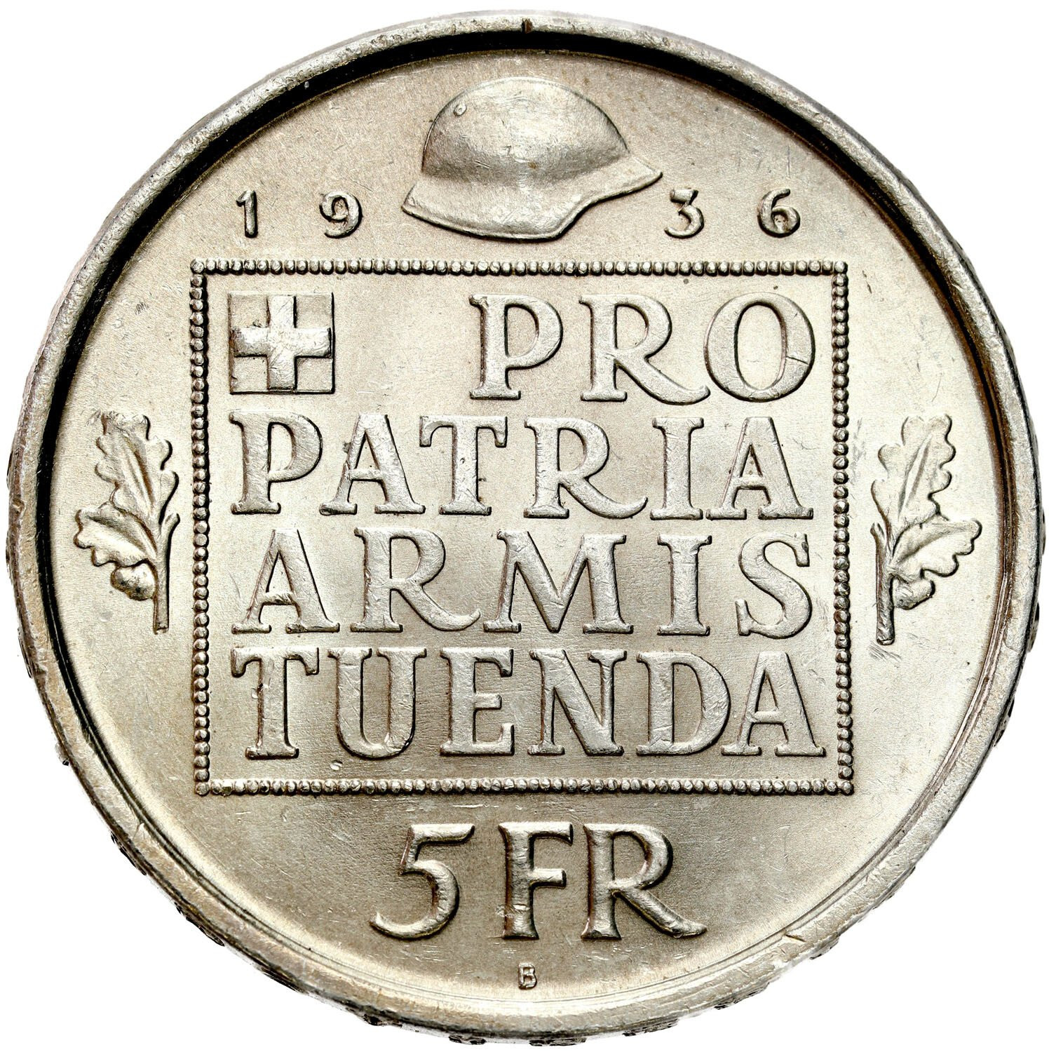 Szwajcaria. 5 franków 1936 B, Berno – RZADSZE