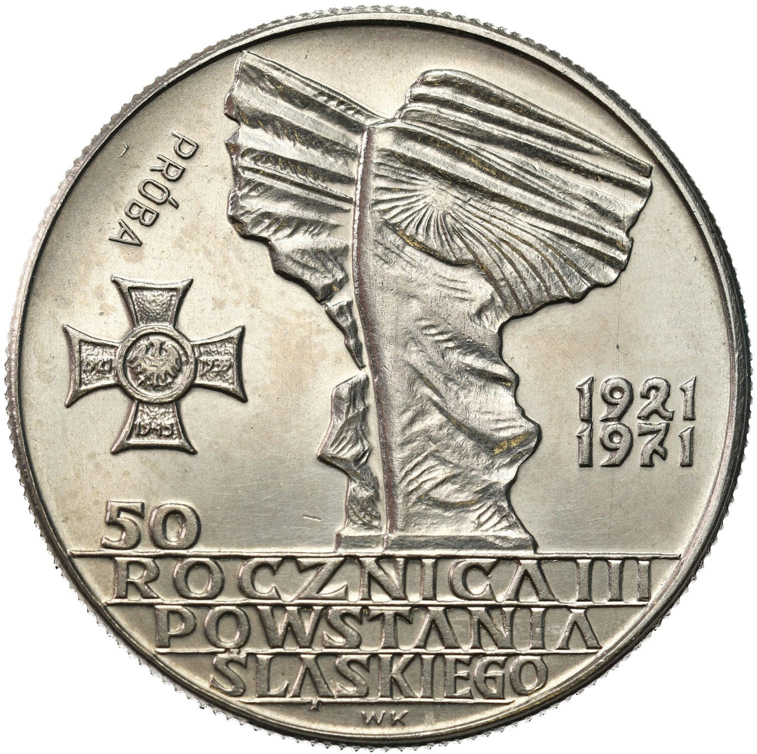 PRL. PRÓBA Nikiel 10 złotych 1971 - 50 rocznica Powstania Śląskiego