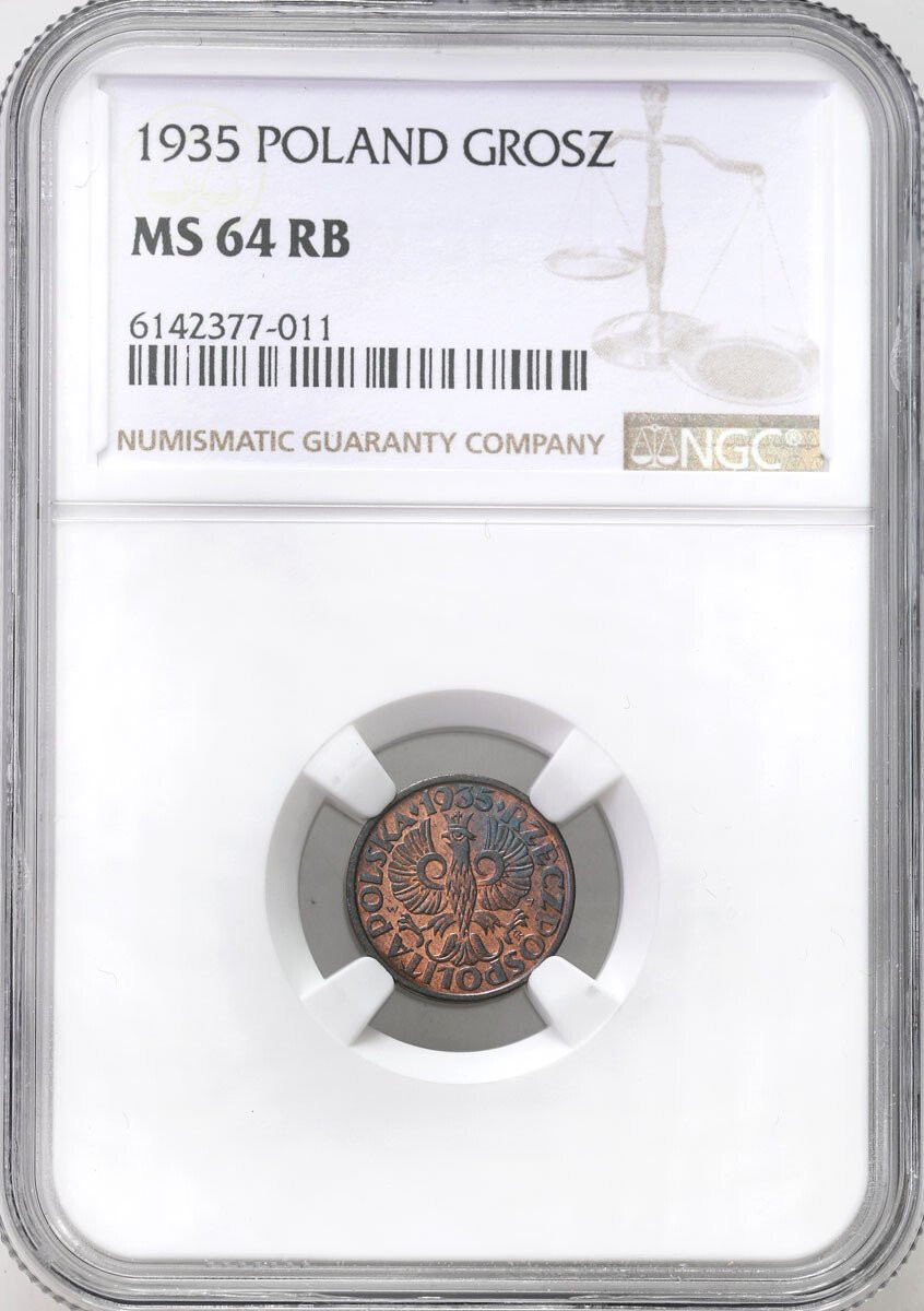 II RP. 1 grosz 1935 NGC MS64 RB