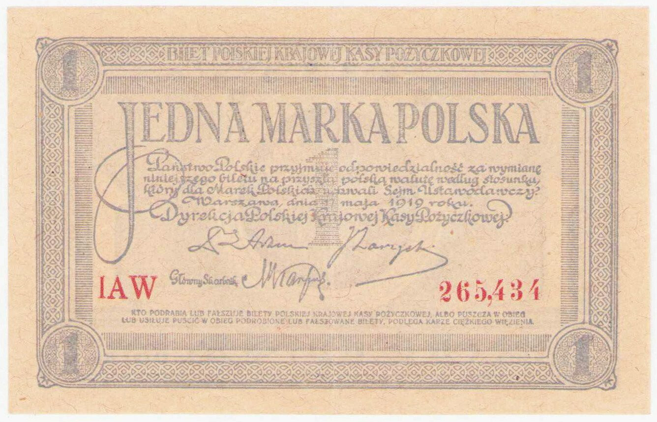 1 marka polska 1919 seria IAW