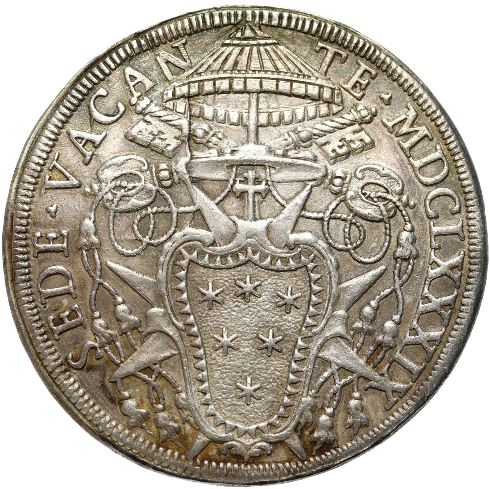 Włochy, Watykan. Sede Vacante (1689) Piastra 1689 - RZADKIE
