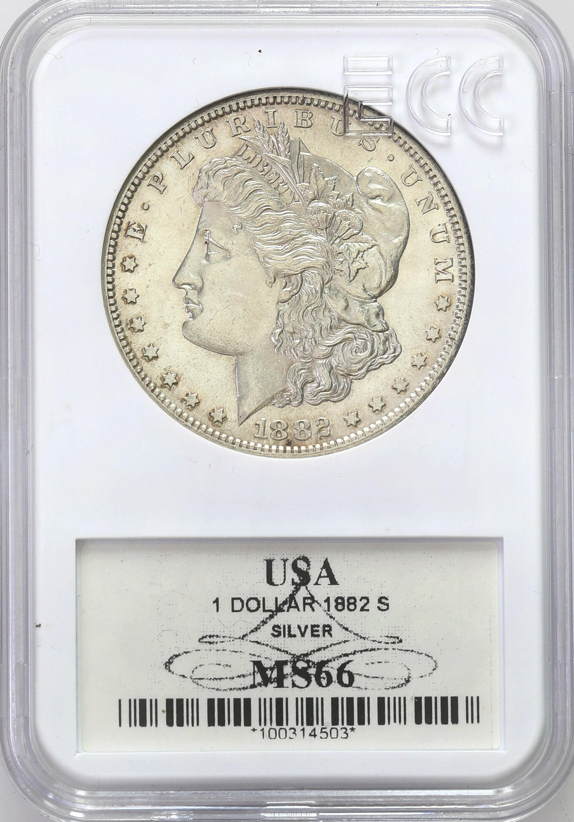 USA. Dolar 1882 S, San Francisco GCN MS66 - PIĘKNE