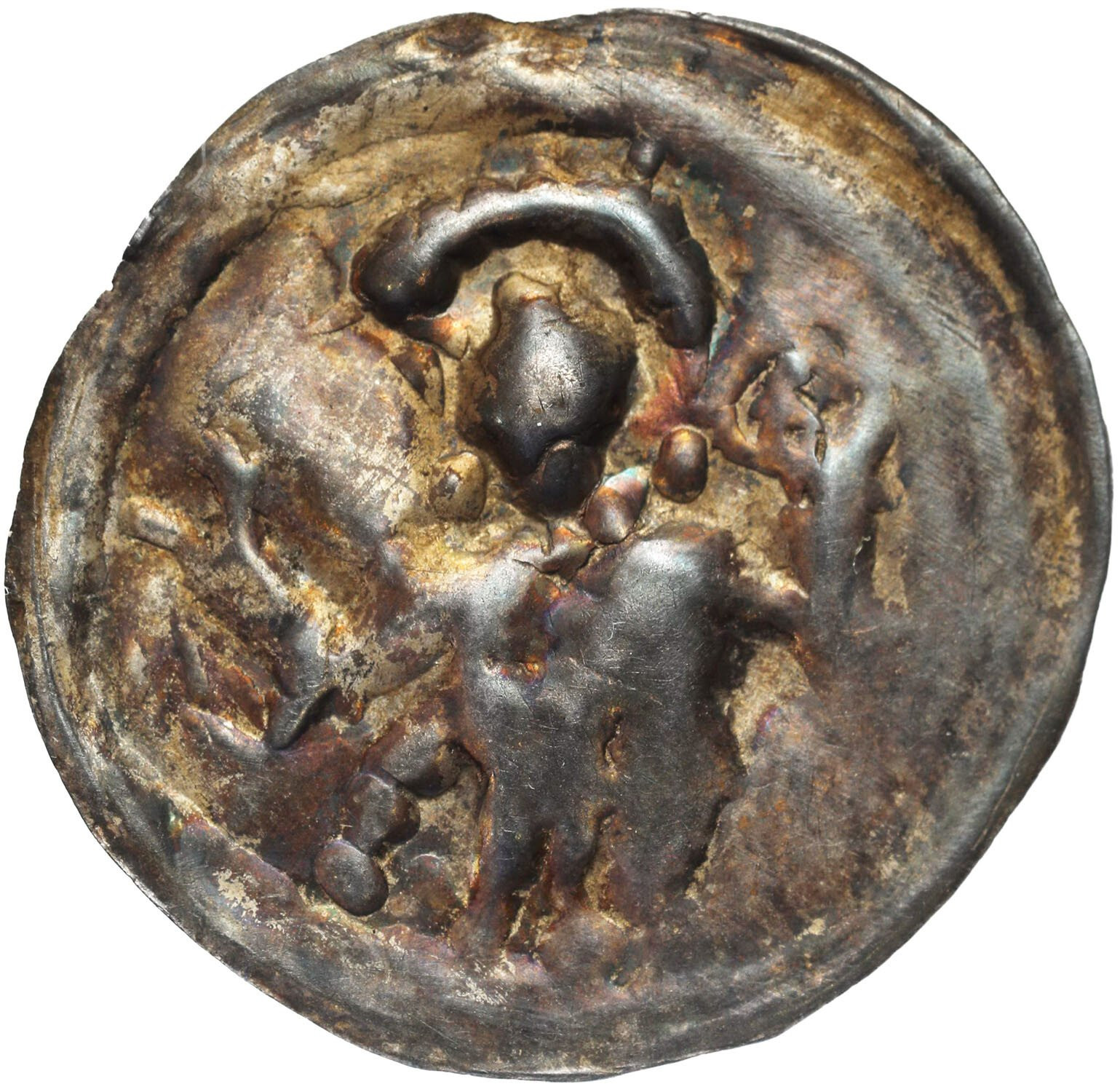 Śląsk. Księstwo Wrocławskie. Henryk I Brodaty (1201-1238) lub Henryk II Pobożny (1238-1241). Brakteat, Wrocław - ŁADNY
