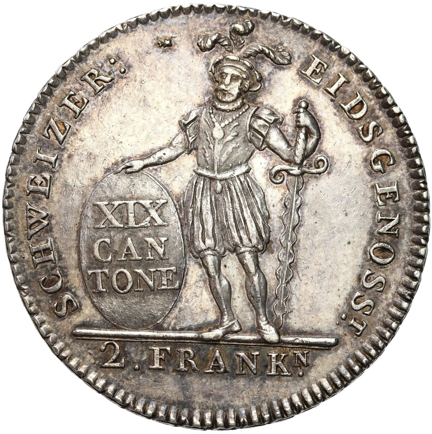 Szwajcaria, Appenzell. 2 franki 1812 - RZADKIE