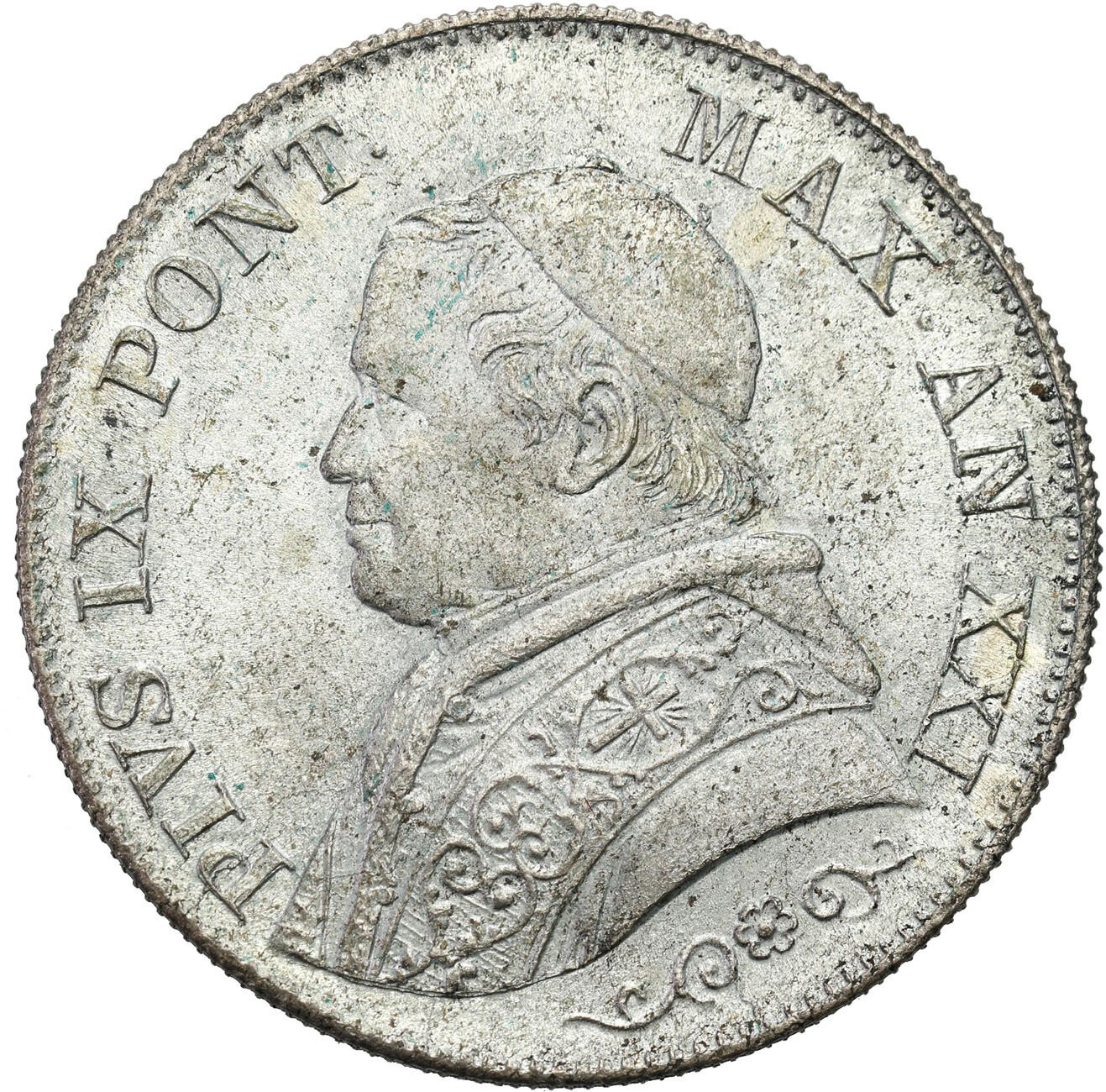 Włochy, Watykan. Pius IX (1846–1878). Lira 1866 R, Rzym