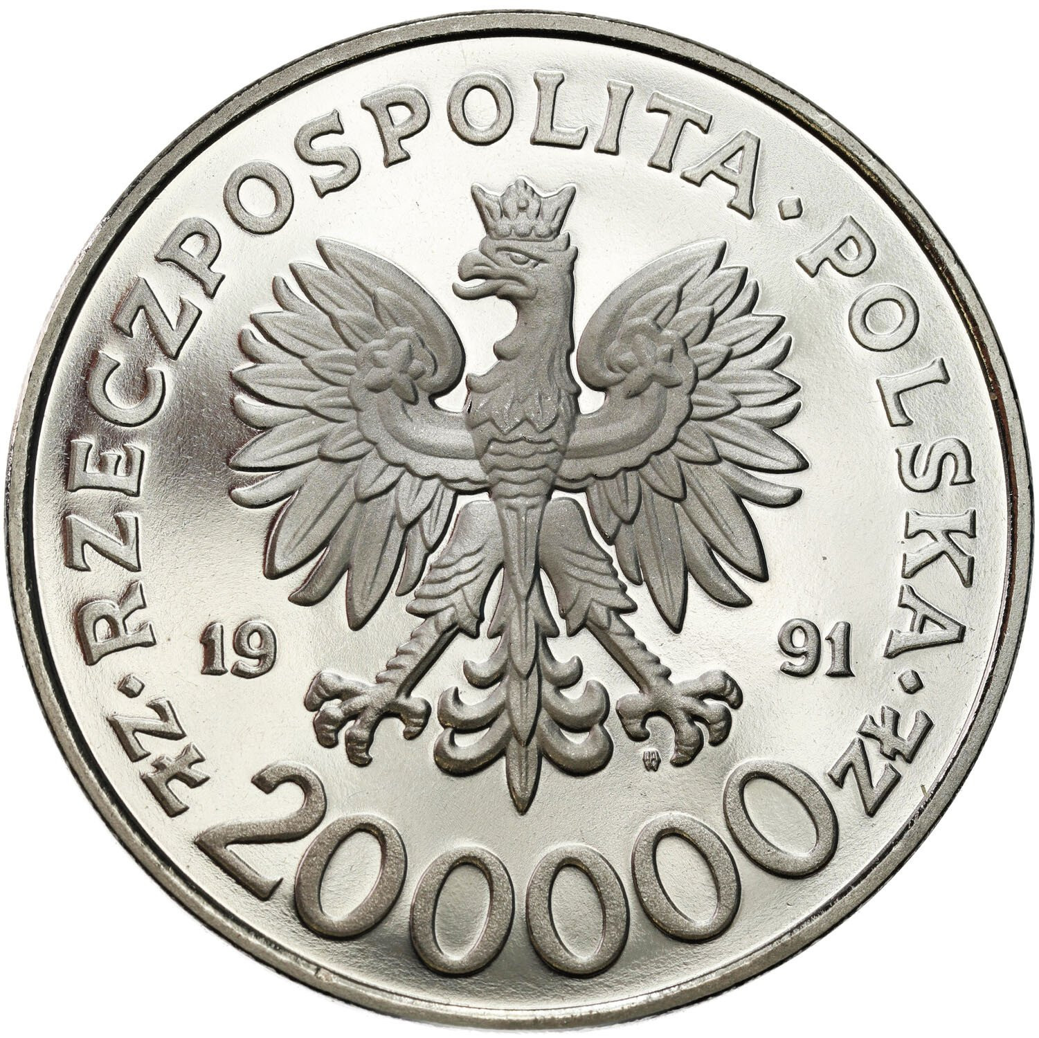 III RP. PRÓBA Nikiel 200.000 złotych 1991 200 Rocznica Konstytucji 3 Maja - PIĘKNE