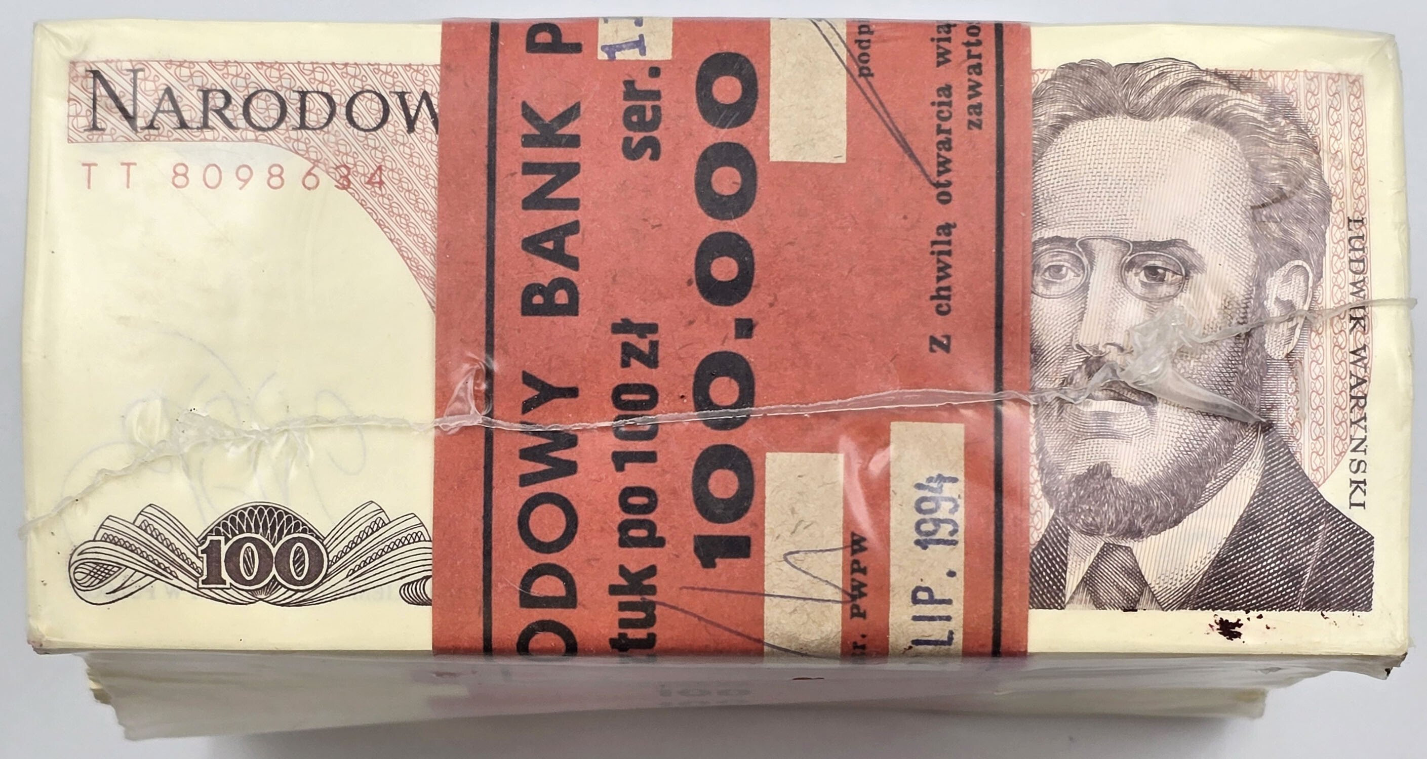 Zgrzewka Bankowa 100 złotych 1988 seria TT - RZADKOŚĆ