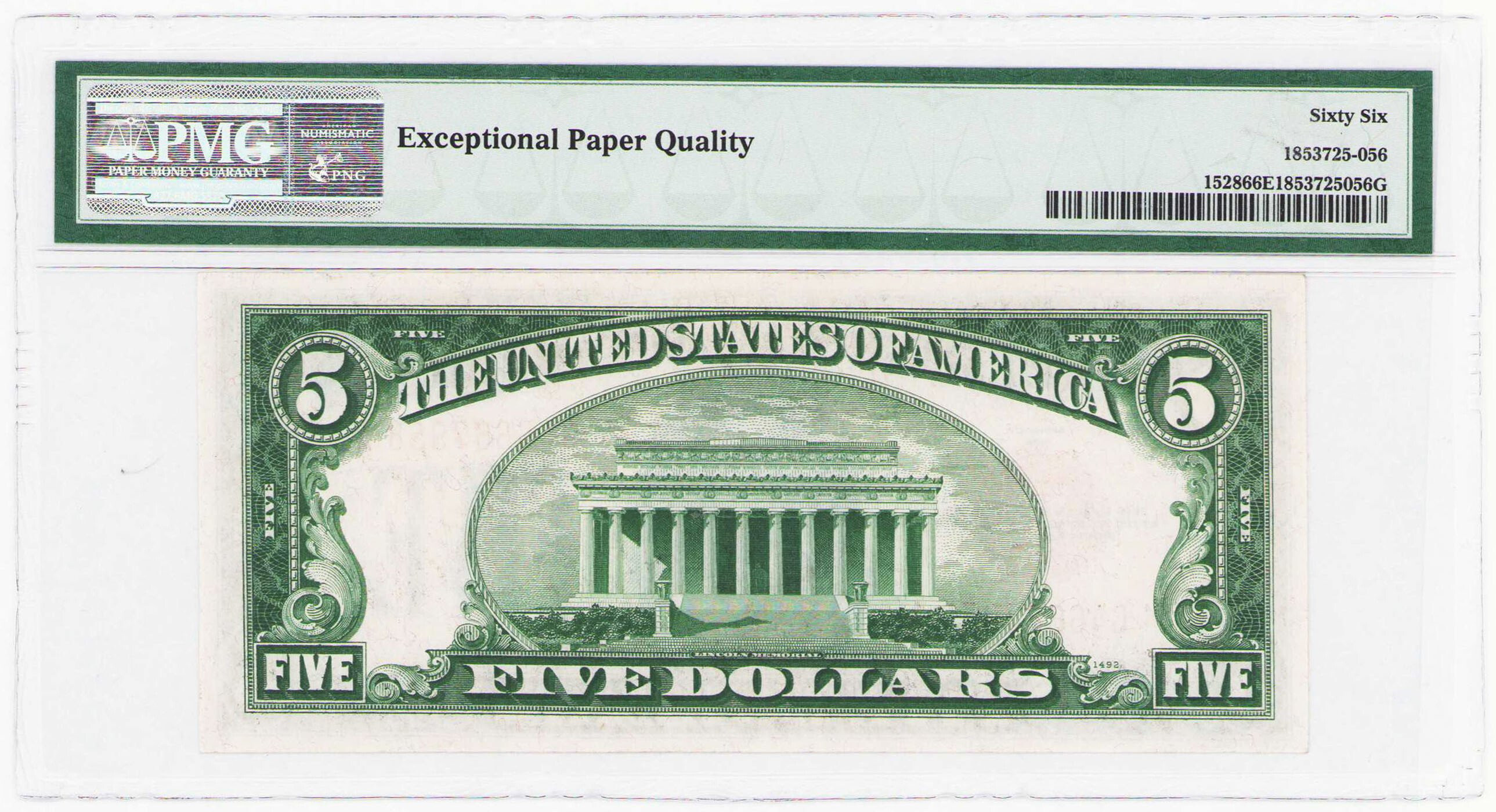 USA. Legal Tender Note. 5 dolarów 1928C, PMG 66 EPQ