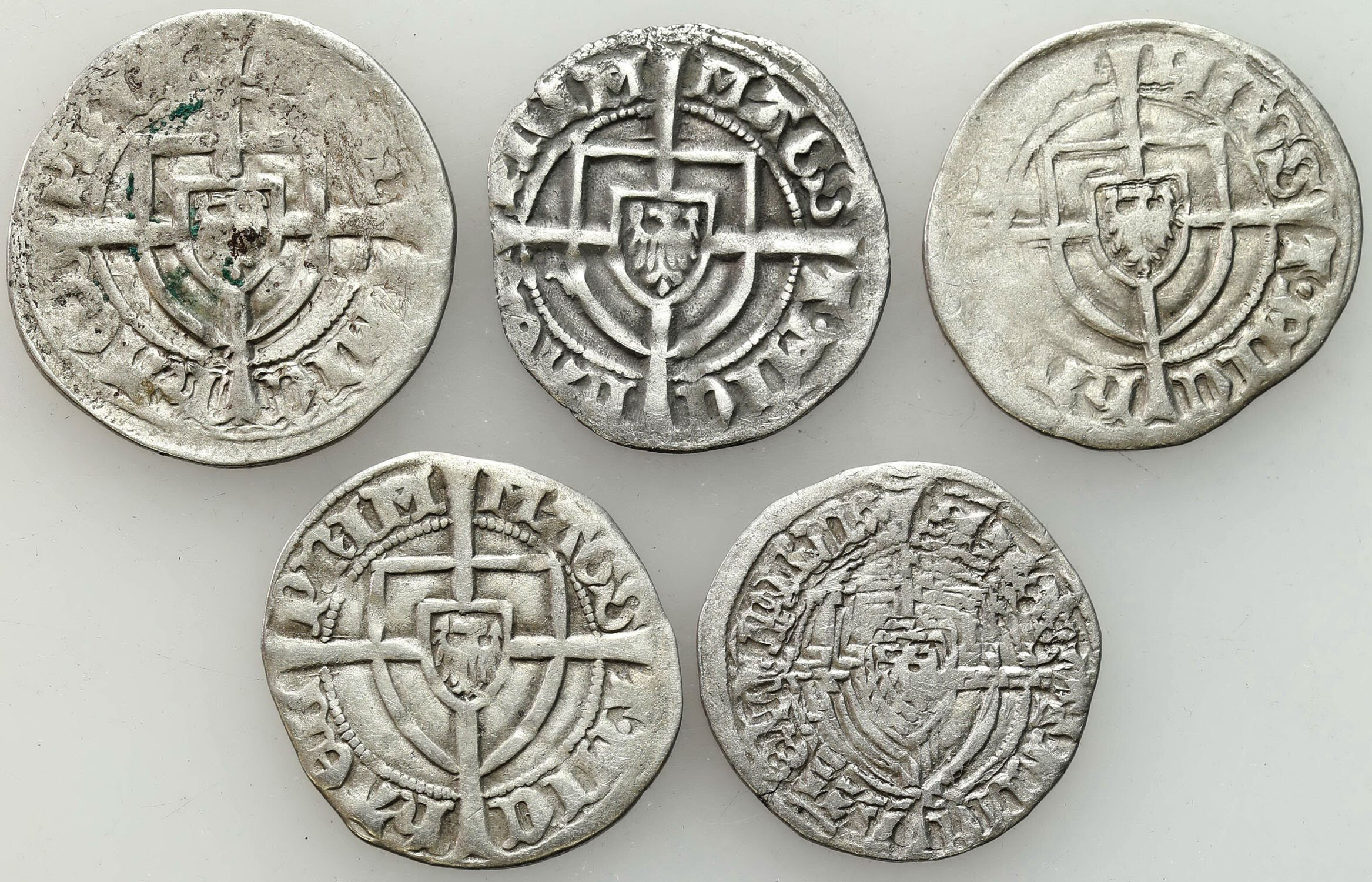 Zakon Krzyżacki. Michał I (1414–1422). Szeląg, zestaw 5 monet