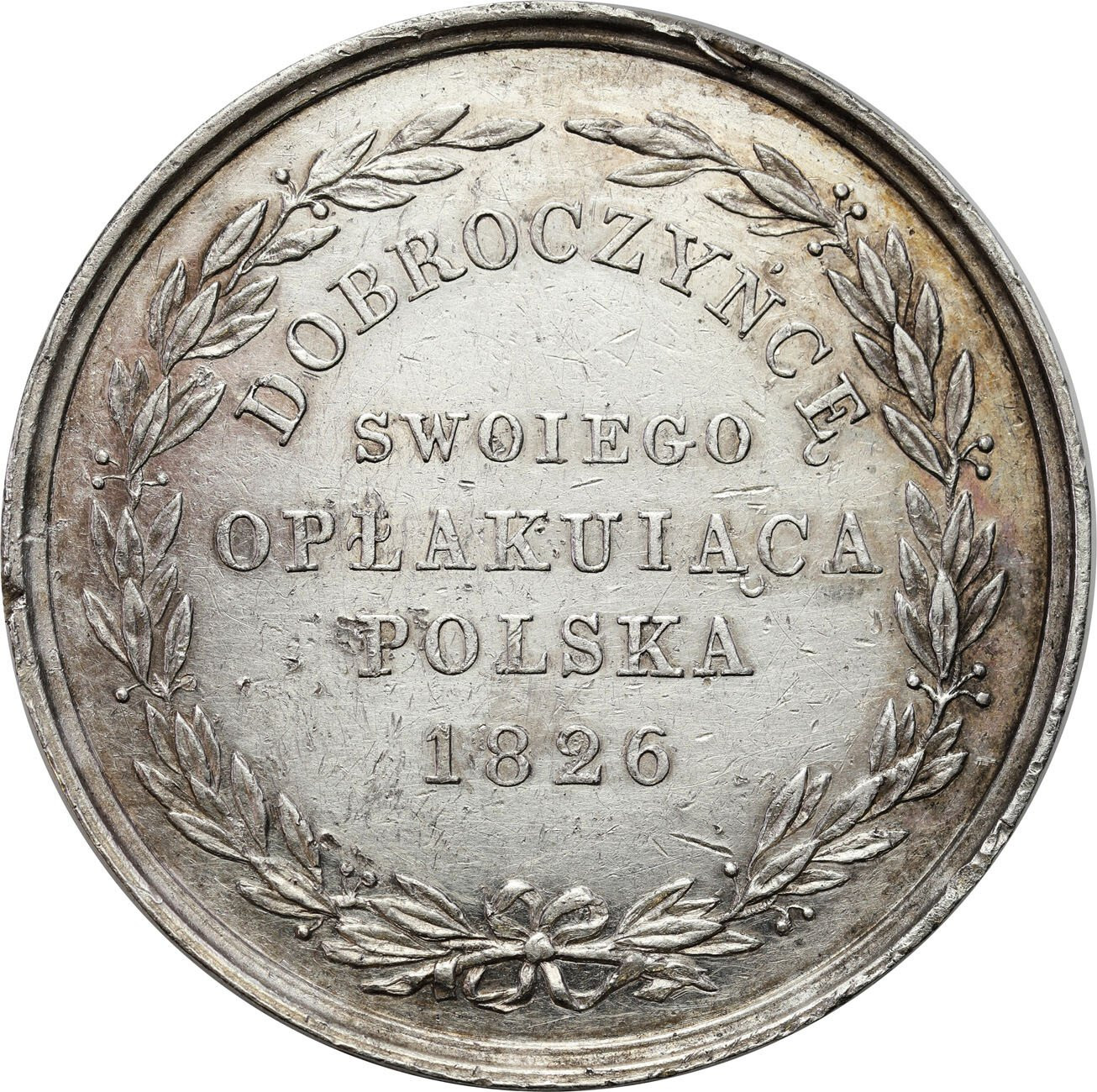 Królestwo Polskie/Rosja. Medal 1826 na śmierć Aleksandra I Polska opłakująca dobroczyńcę swojego, srebro – WERSJA DUŻA