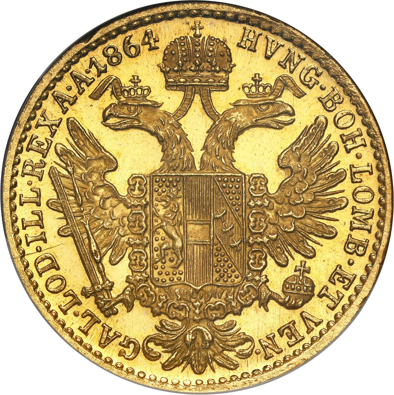 Austria, Franciszek Józef I (1848–1916). Dukat 1864 A, Wiedeń - PIĘKNY