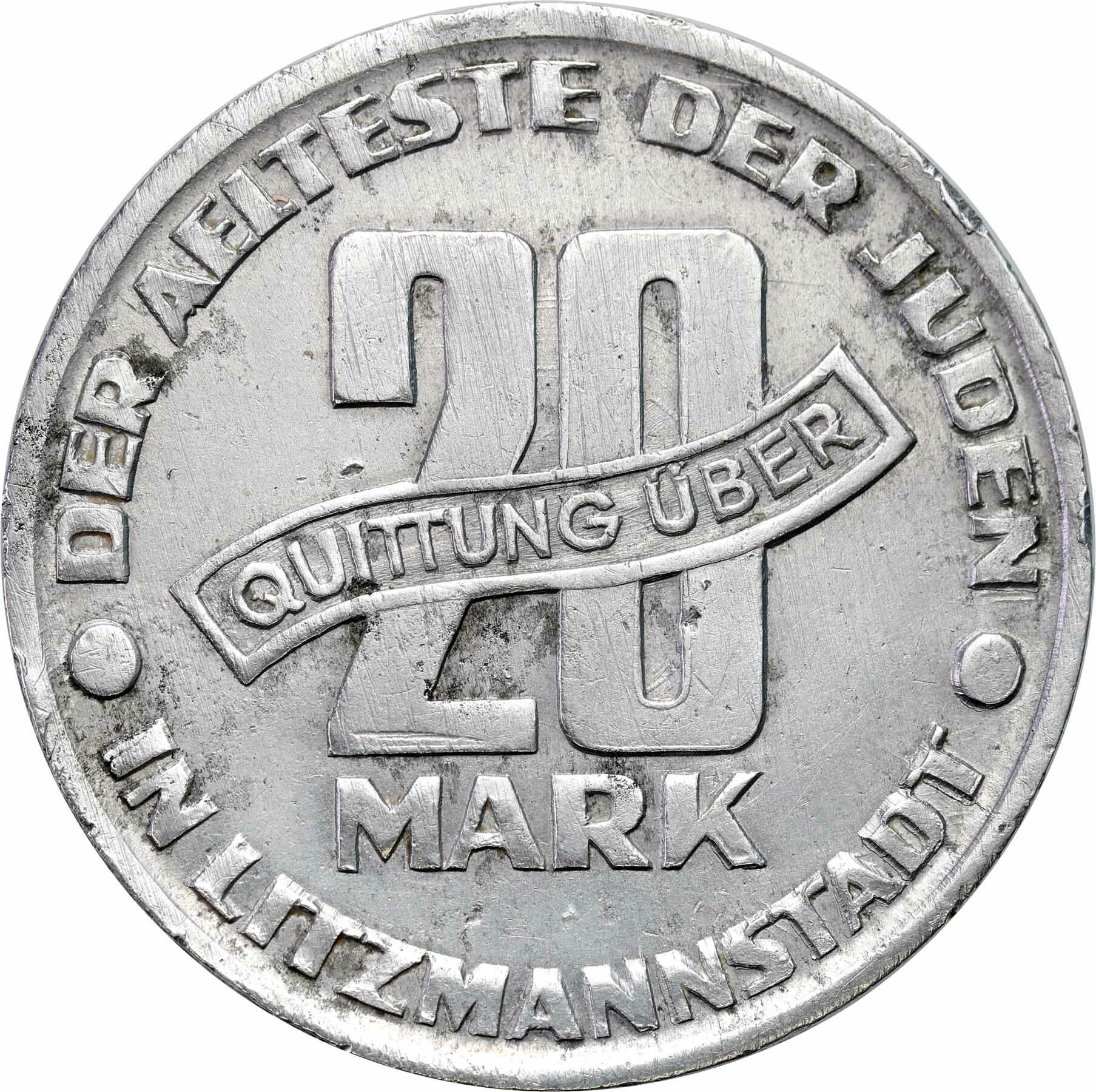 Getto Łódź. 20 marek 1943, aluminium - RZADKIE