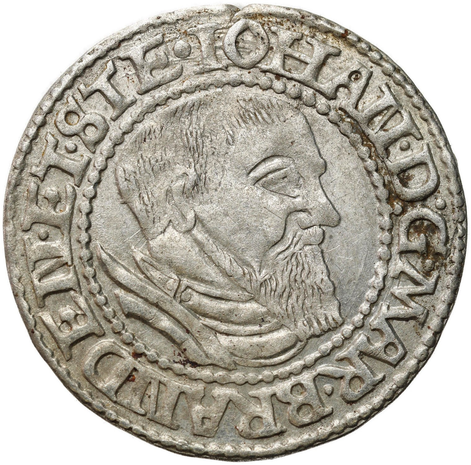 Śląsk, Księstwo Krośnieńskie. Jan Kostrzyński (1535–1571). Grosz 1545, Krosno 
