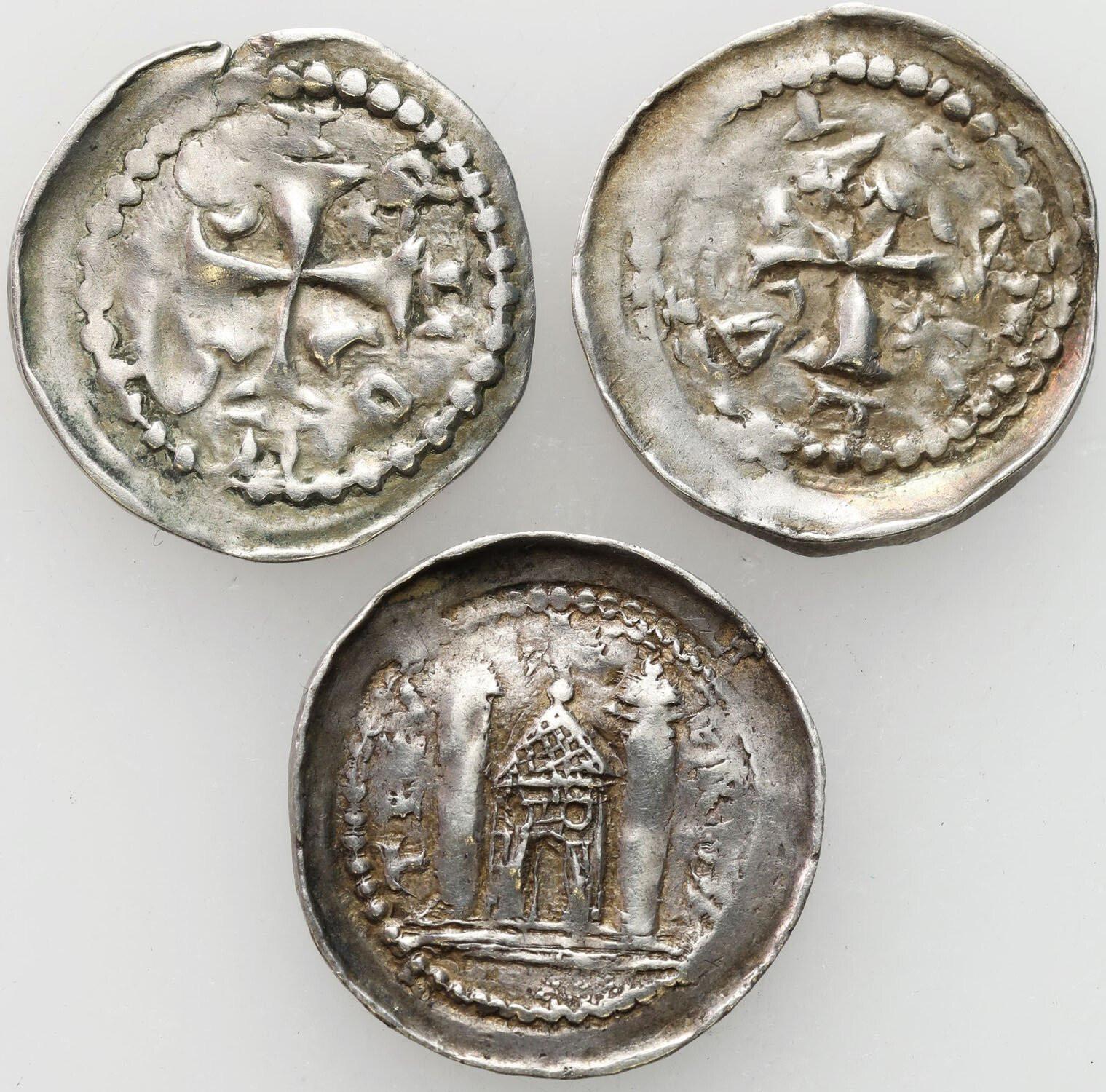 Francja, Metz. Johannes I? (1225 – 1239). Denar bez daty, zestaw 3 monet