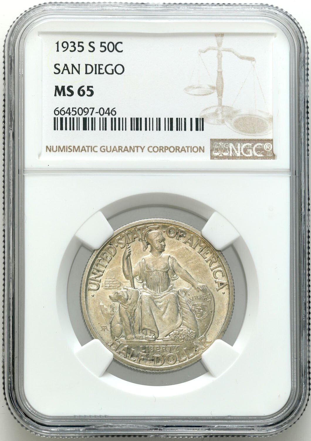 USA. 1/2 dolara (50 centów) 1935 - San Diego, San Francisco NGC MS65 – PIĘKNE