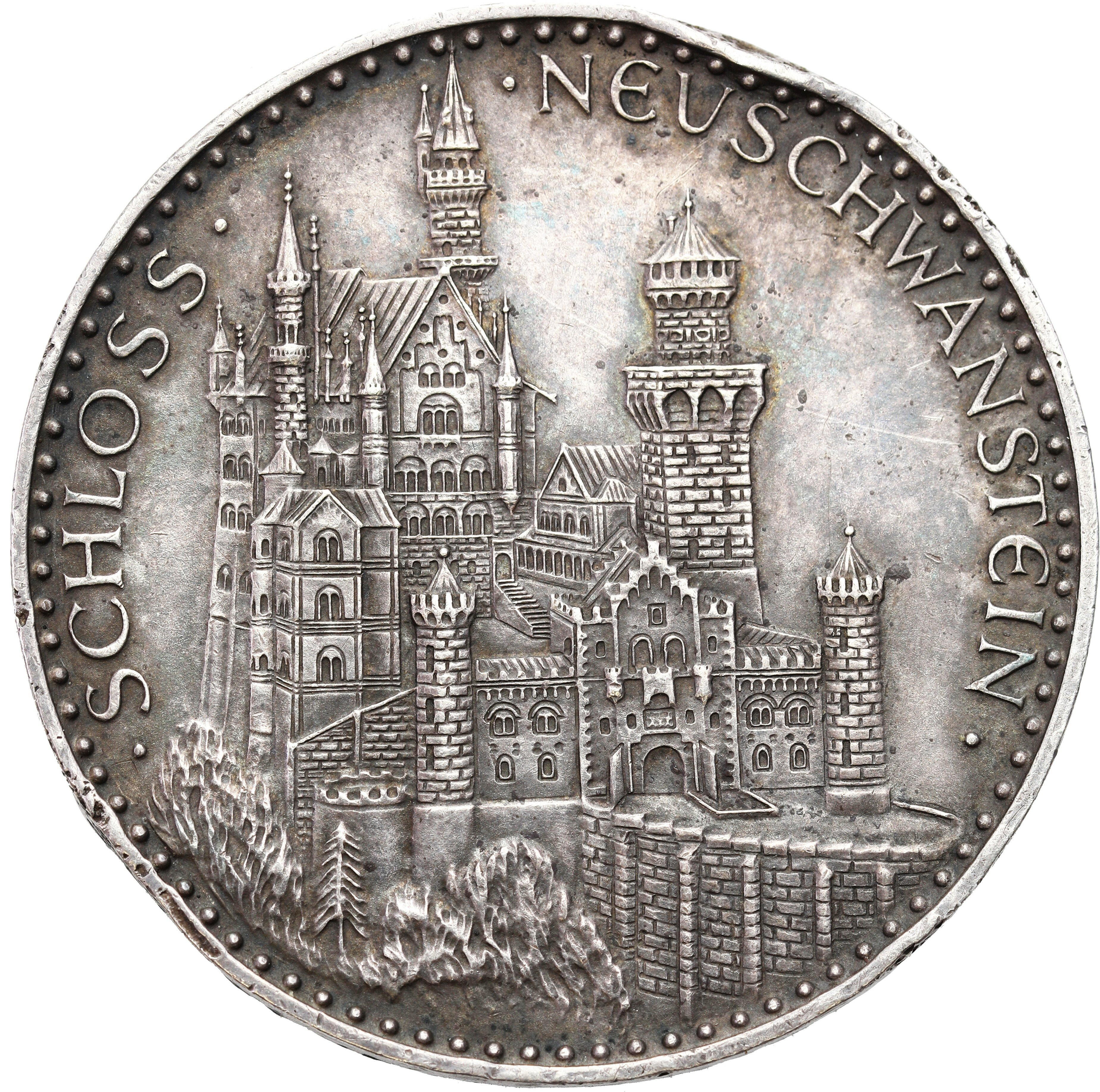 Niemcy, Bayern Ludwig II (1864-1886). Medal bez daty ku czci króla i zamku Neuschwanstein