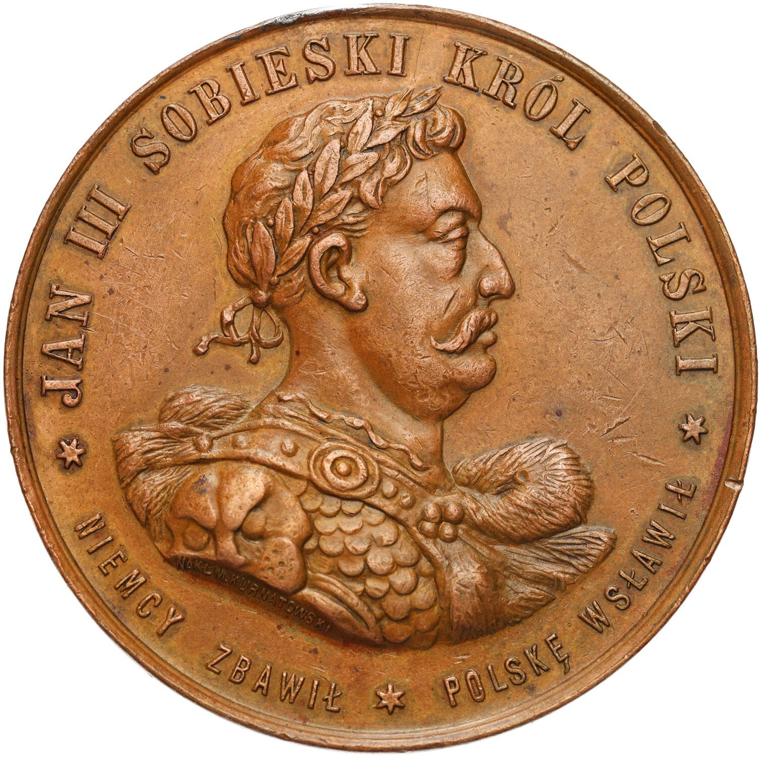 Polska XIX wiek. Medal z 1883 r. Kraków, 200-lecie zwycięstwa pod Wiedniem, brąz - RZADKI