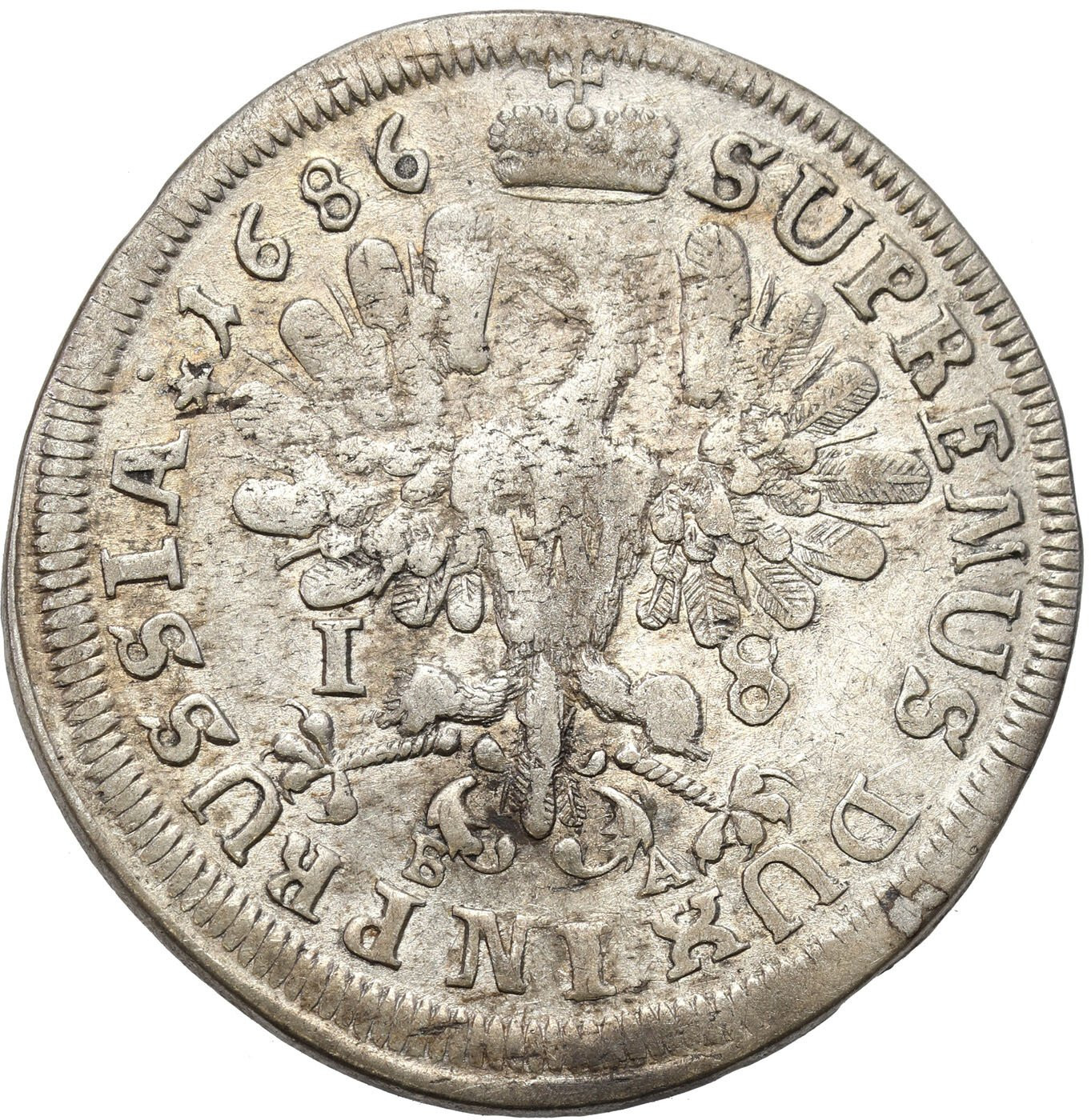 Niemcy, Prusy. Fryderyk Wilhelm. Ort (18 groszy) 1686 B-A, Królewiec - ŁADNY