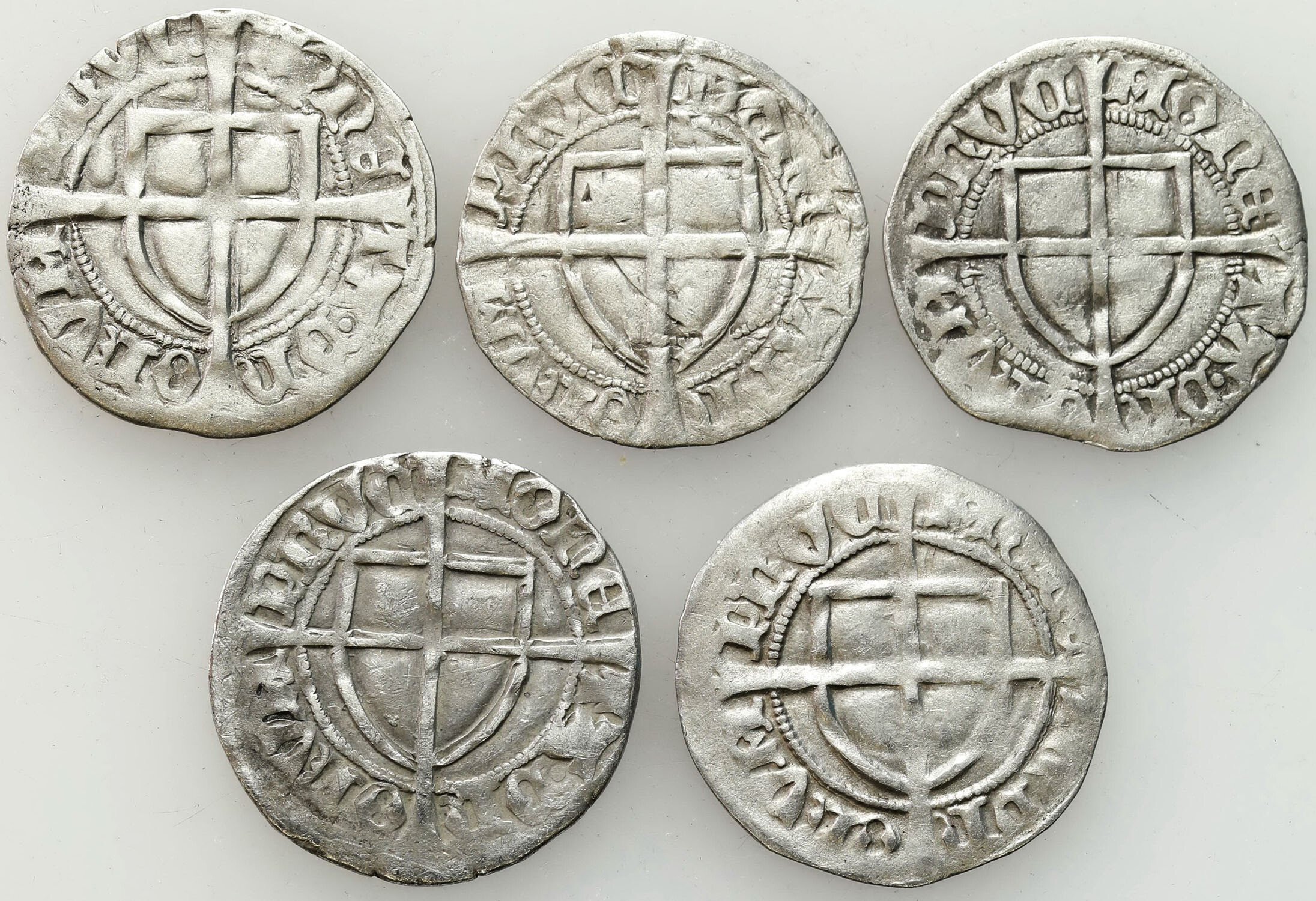 Zakon Krzyżacki. Michał I (1414–1422). Szeląg, zestaw 5 monet