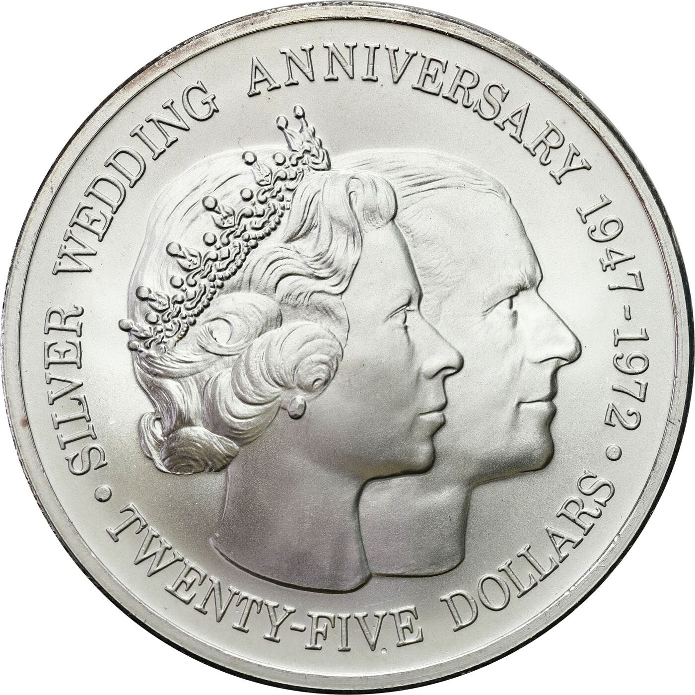 Kajmany. Elżbieta II (1972 - 2021). 25 dolarów 1972