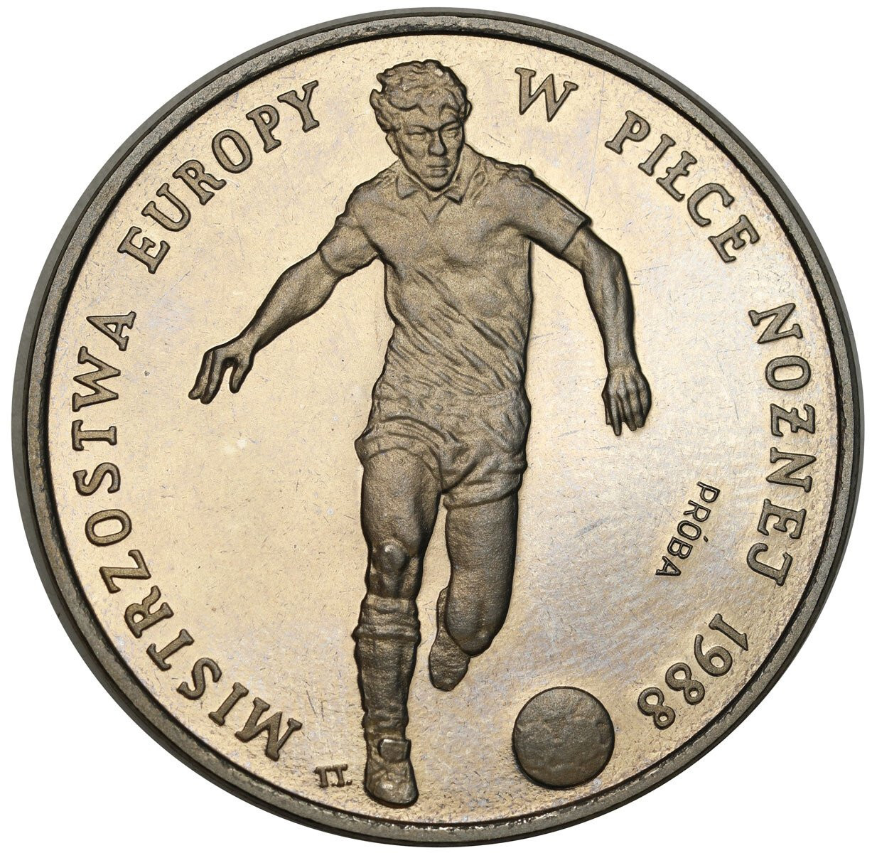 PRL. PRÓBA Nikiel 500 złotych 1987 - Mistrzostwa Europy w piłce nożnej