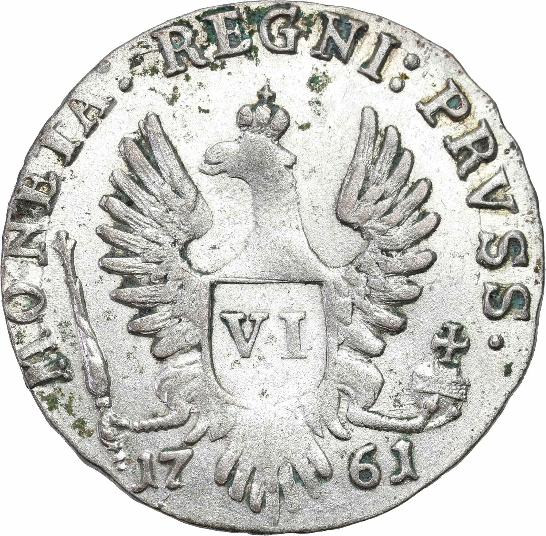 Rosja/Prusy. Elżbieta. Szóstak (6 groszy) 1761, Królewiec - RZADSZY