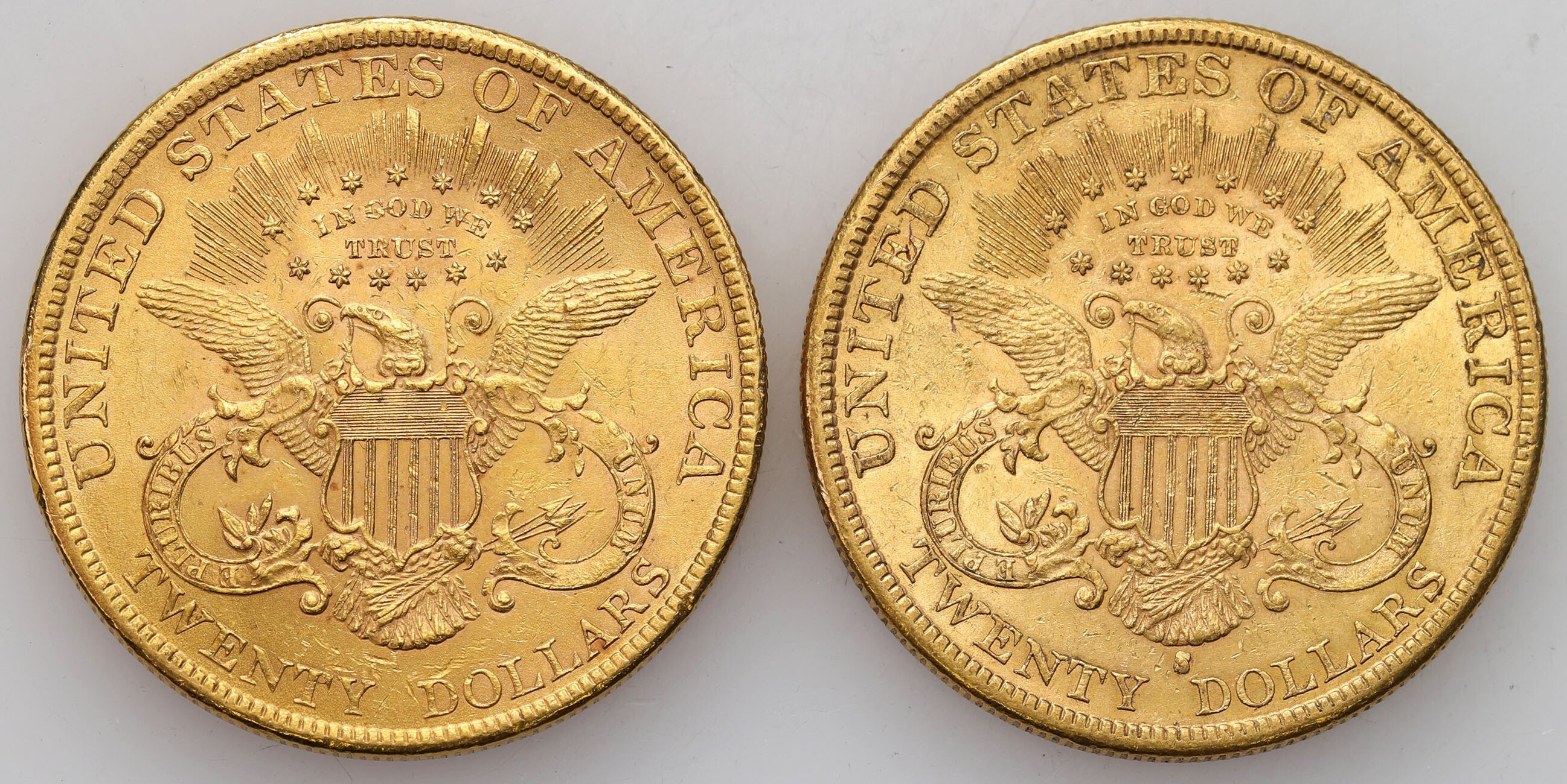 USA. 20 dolarów 1891 S - San Francisco i 1900 -Filadelfia, zestaw 2 monet
