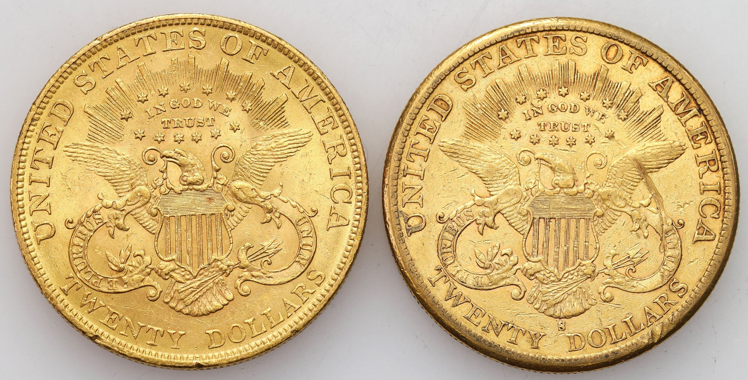 USA. 20 dolarów 1887 S - San Francisco i 1904 -Filadelfia, zestaw 2 monet