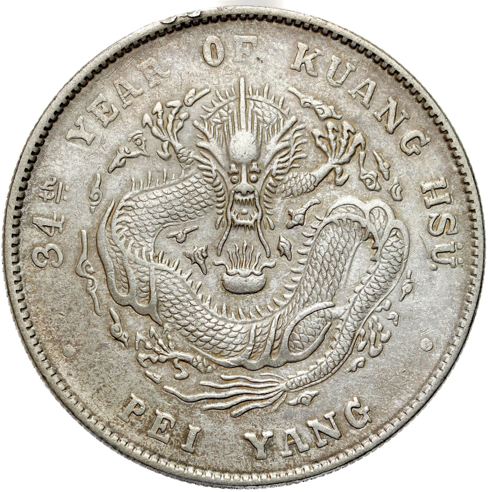 Chiny, Chihli (Pei-Yang). Dolar 34 Yr. (1908)